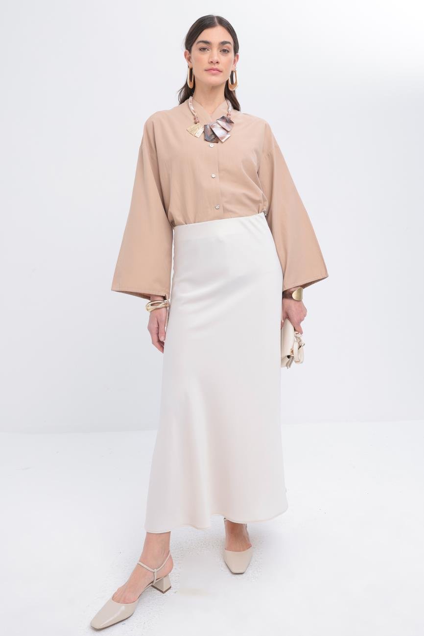 Kemik-Beli Lastikli Saten Etek