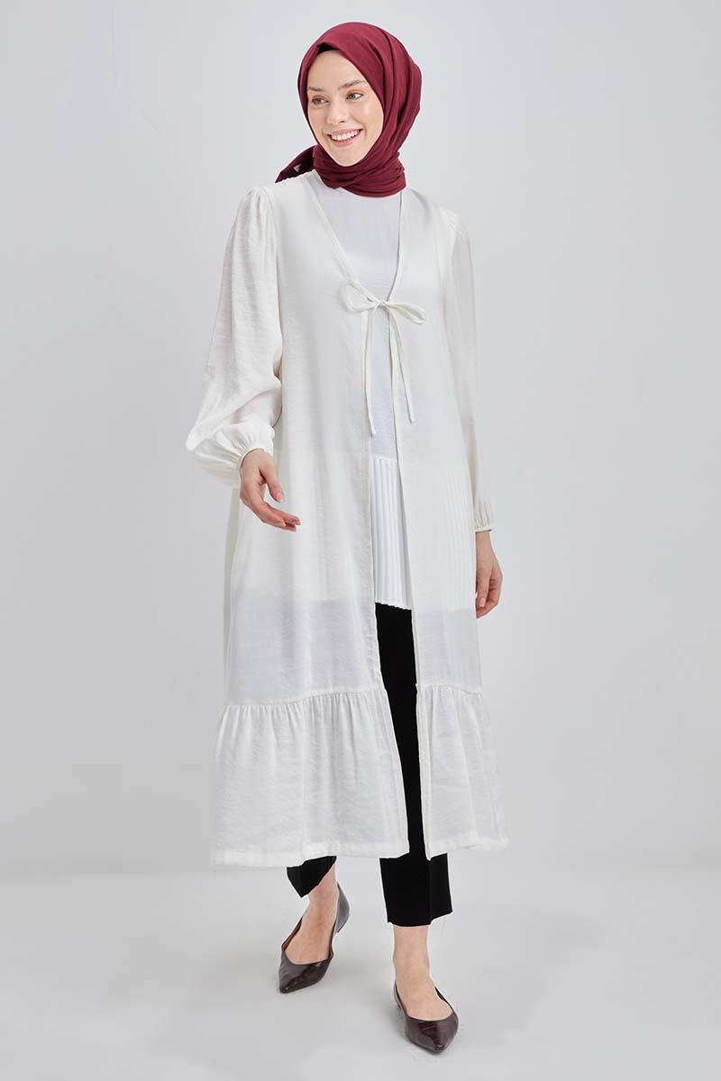 Eteği Pileli Modal Hırka