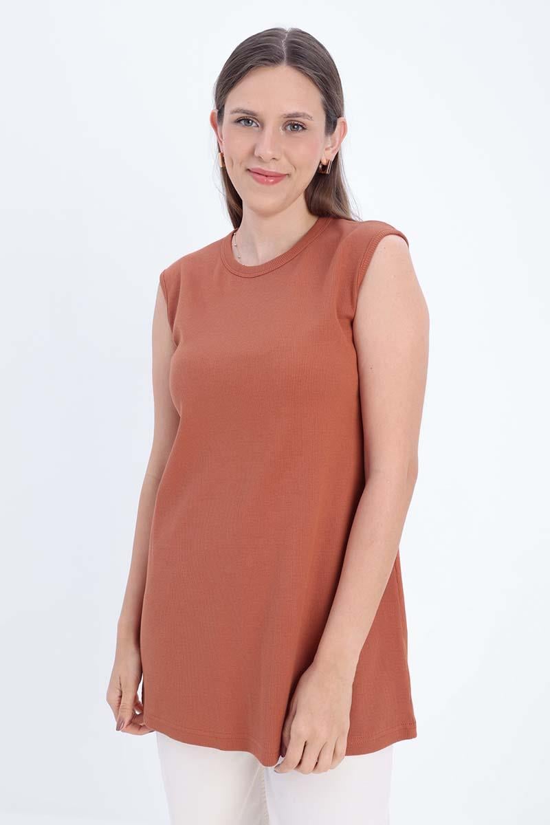 Pamuklu Fitilli Kolsuz T-shirt