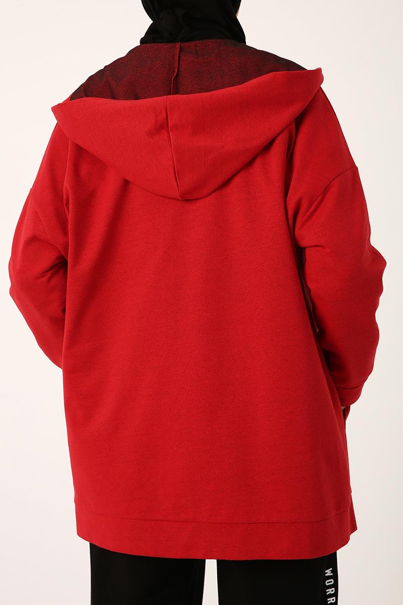 Kapüşonlu Fermuarlı Sweat Hırka