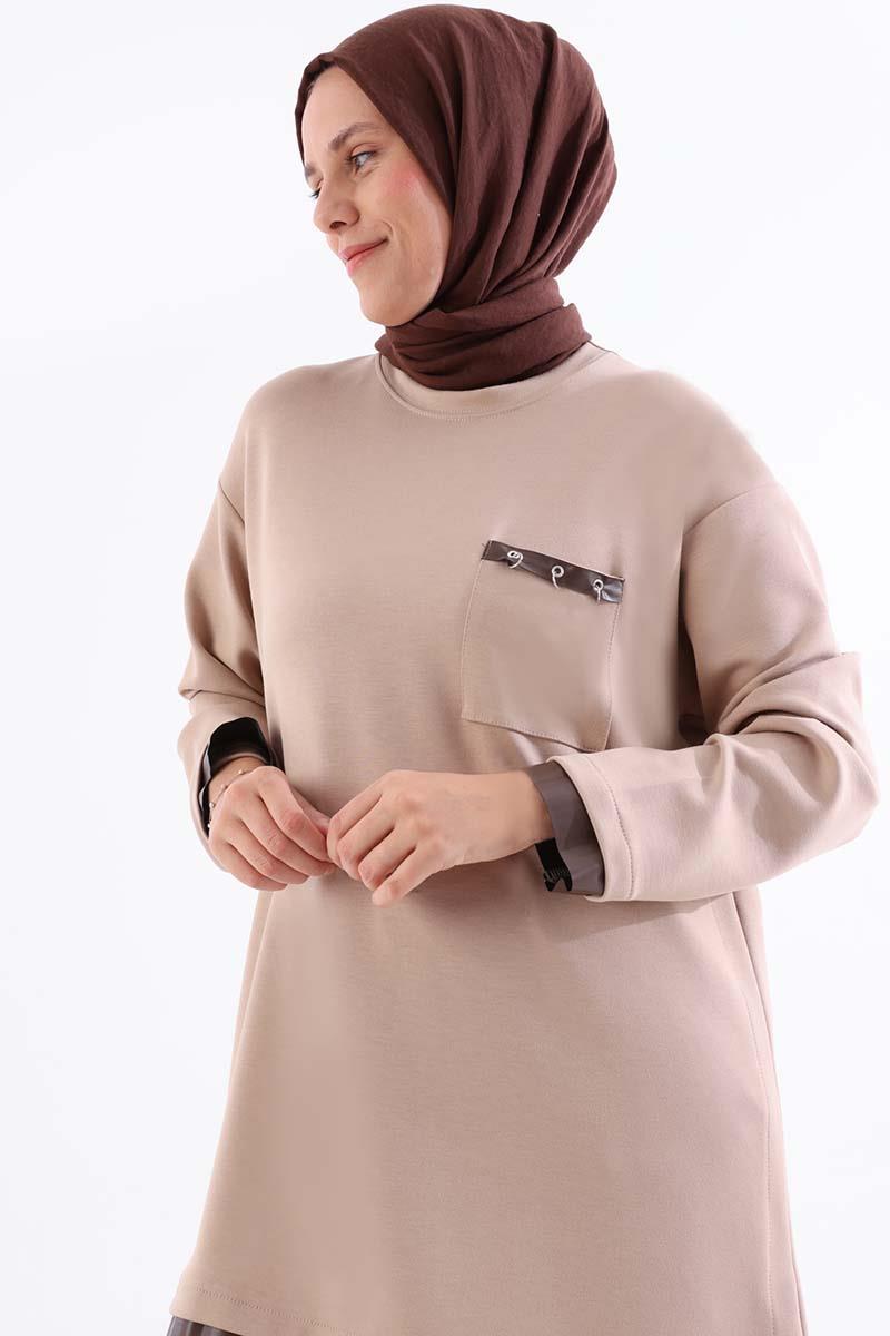 Leather Detailed Tunic