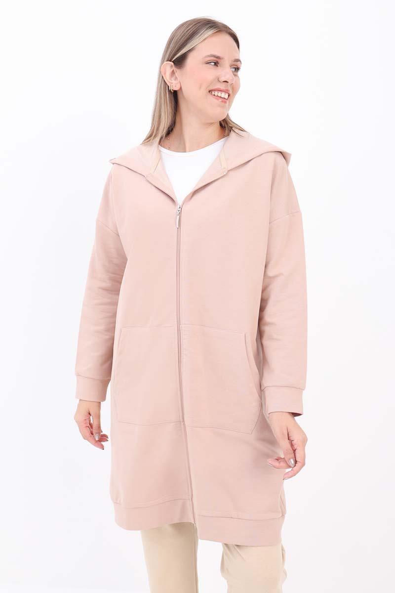 Kapüşonlu Fermuarlı Sweat Hırka