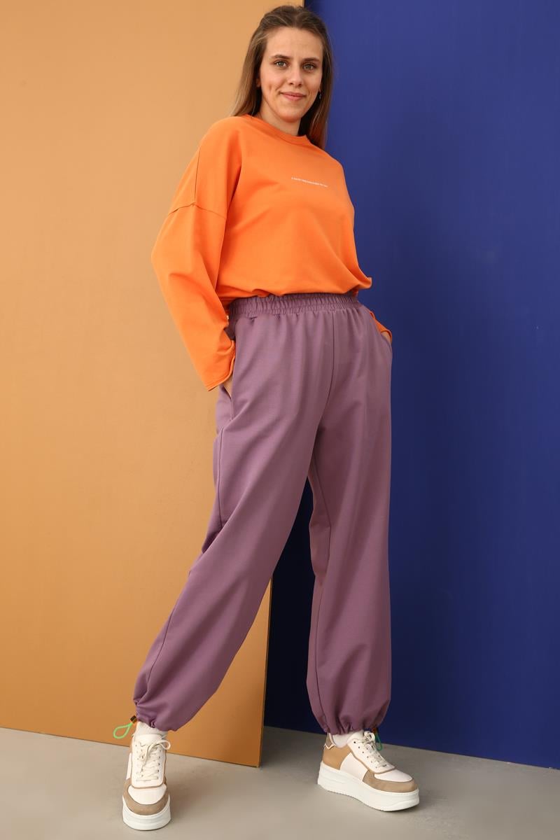 Elastic Leg Pleated Sweatpants