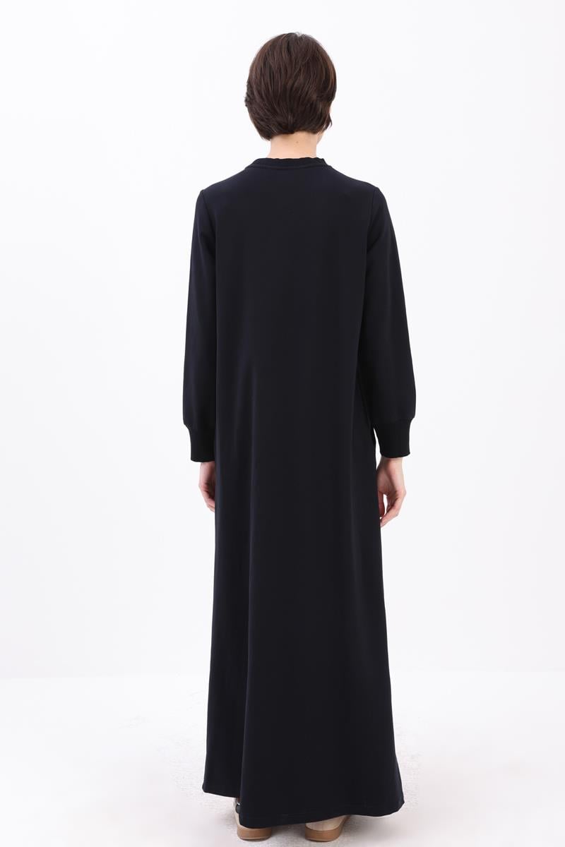 Nervürlü Cepli Örme Elbise