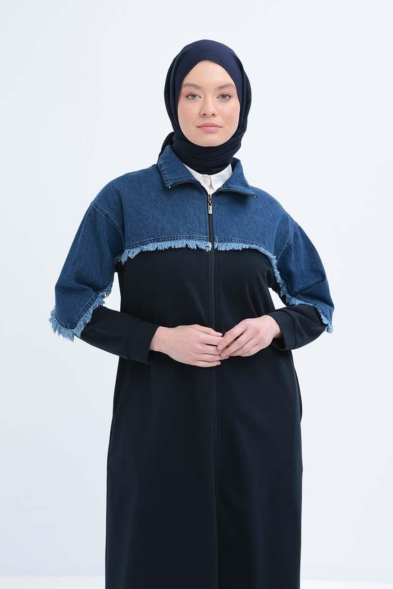 Lacivert-DENİM GARNİLİ FERACE