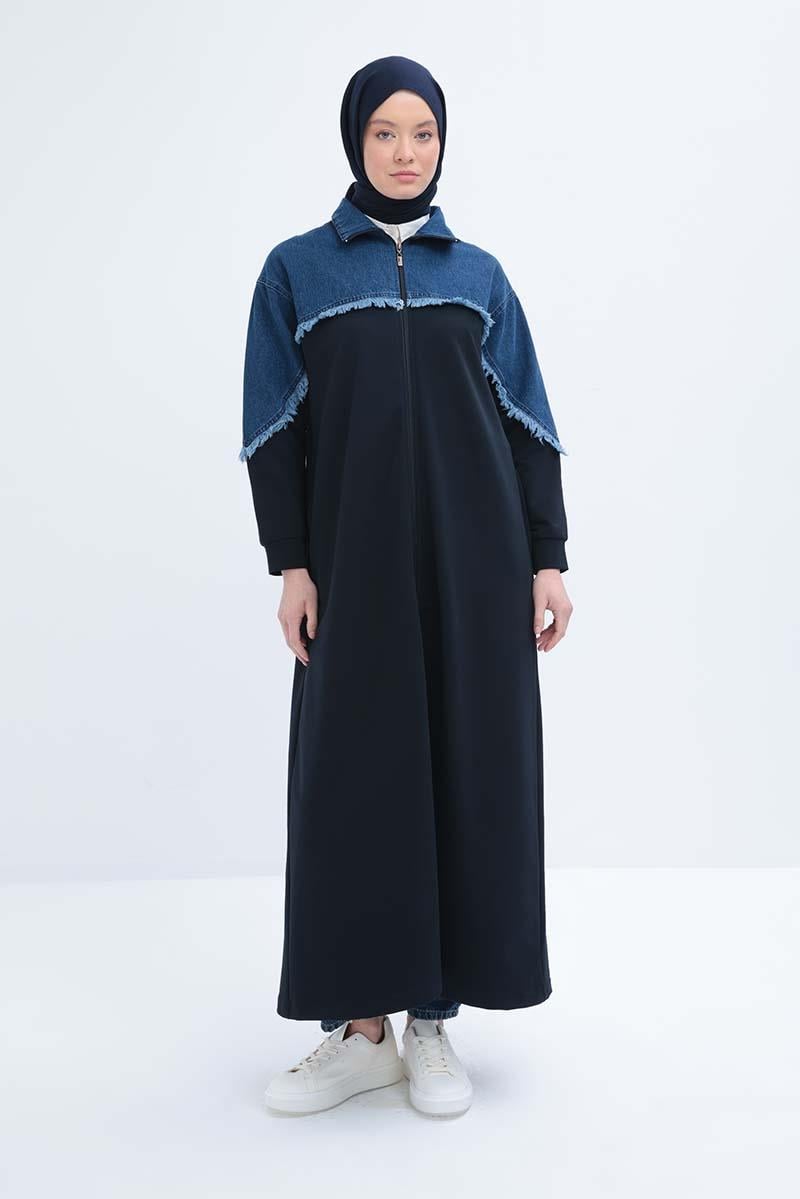 Lacivert-DENİM GARNİLİ FERACE