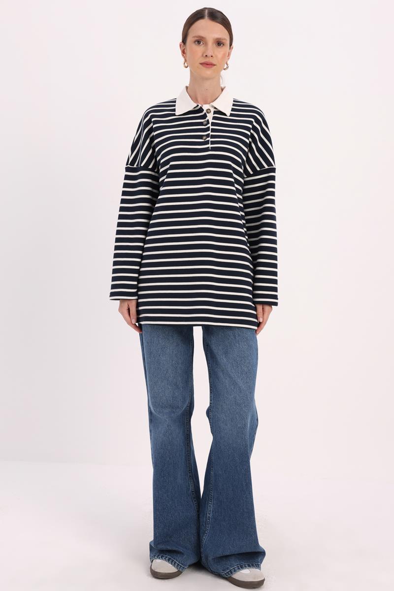 Cotton Striped Sweatshirt