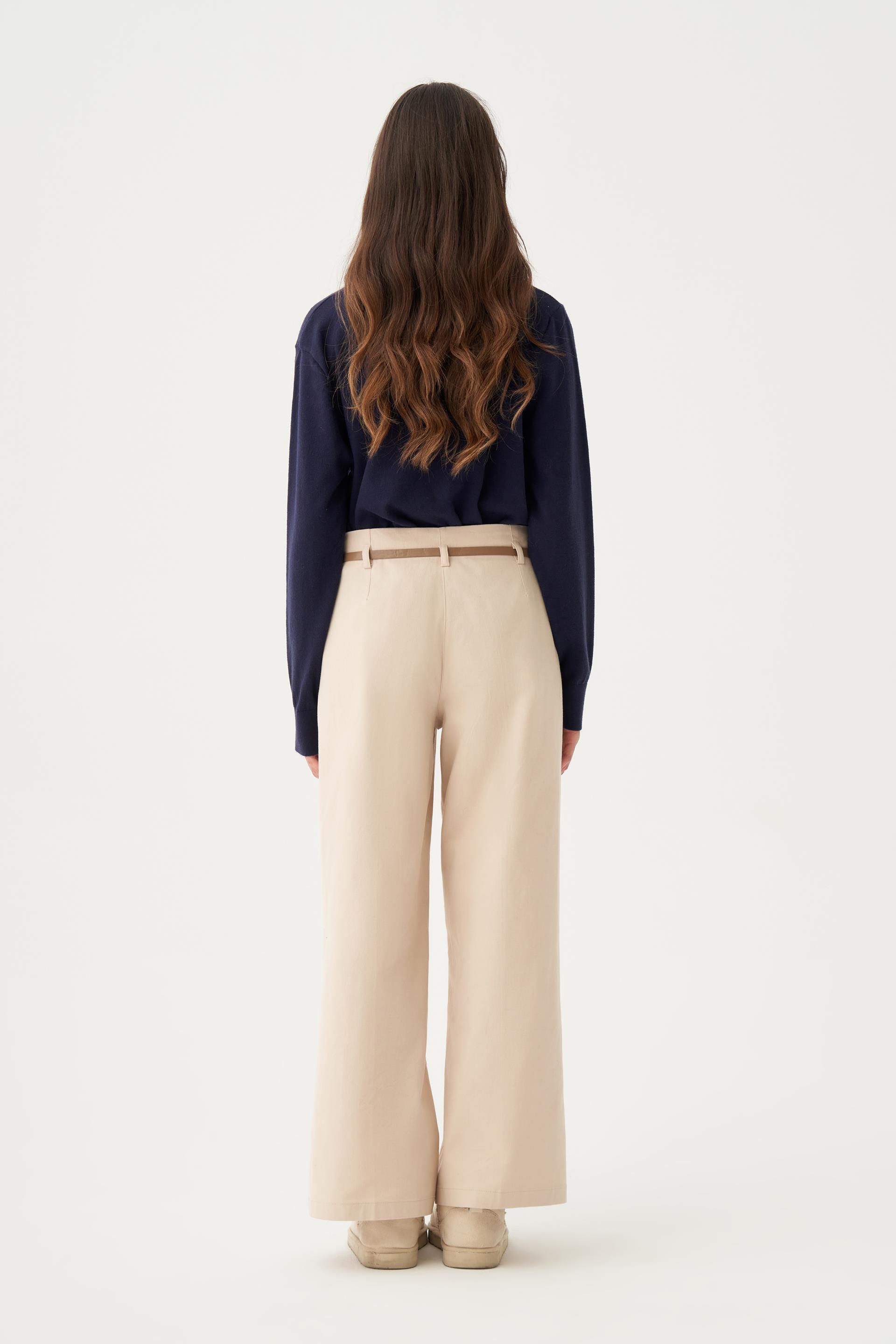 Lacivert-Etek Ucu Pis Kıvırma Triko Kazak