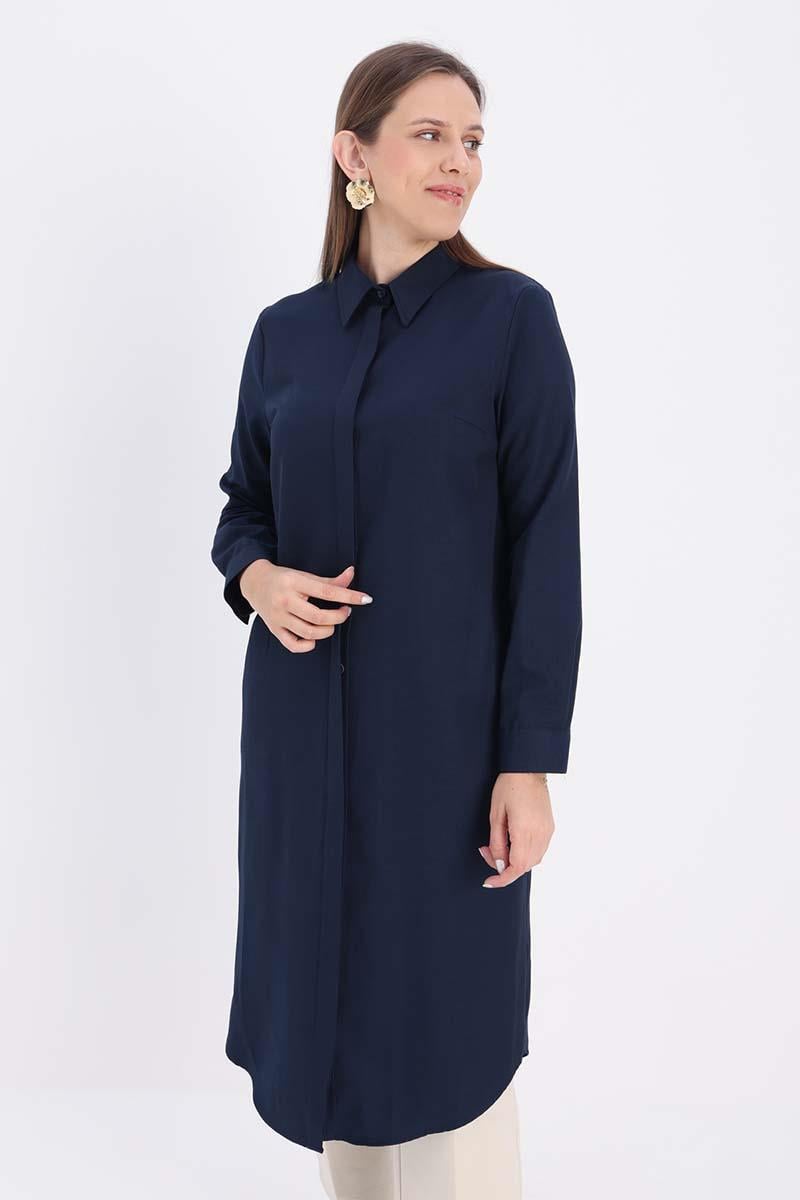 Hidden Button Long Shirt