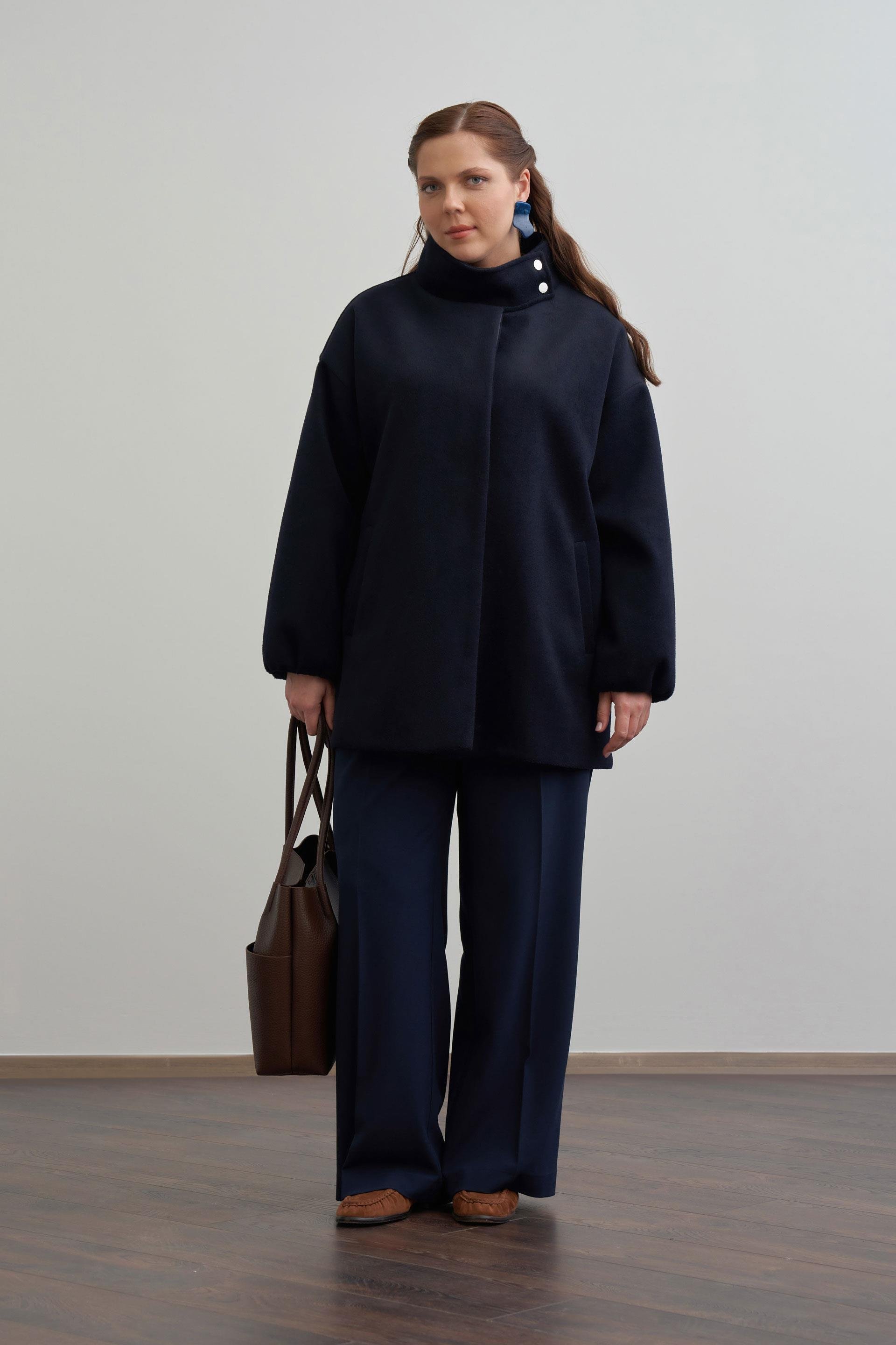 Lacivert-Hakim Yakalı Kaşe Kaban