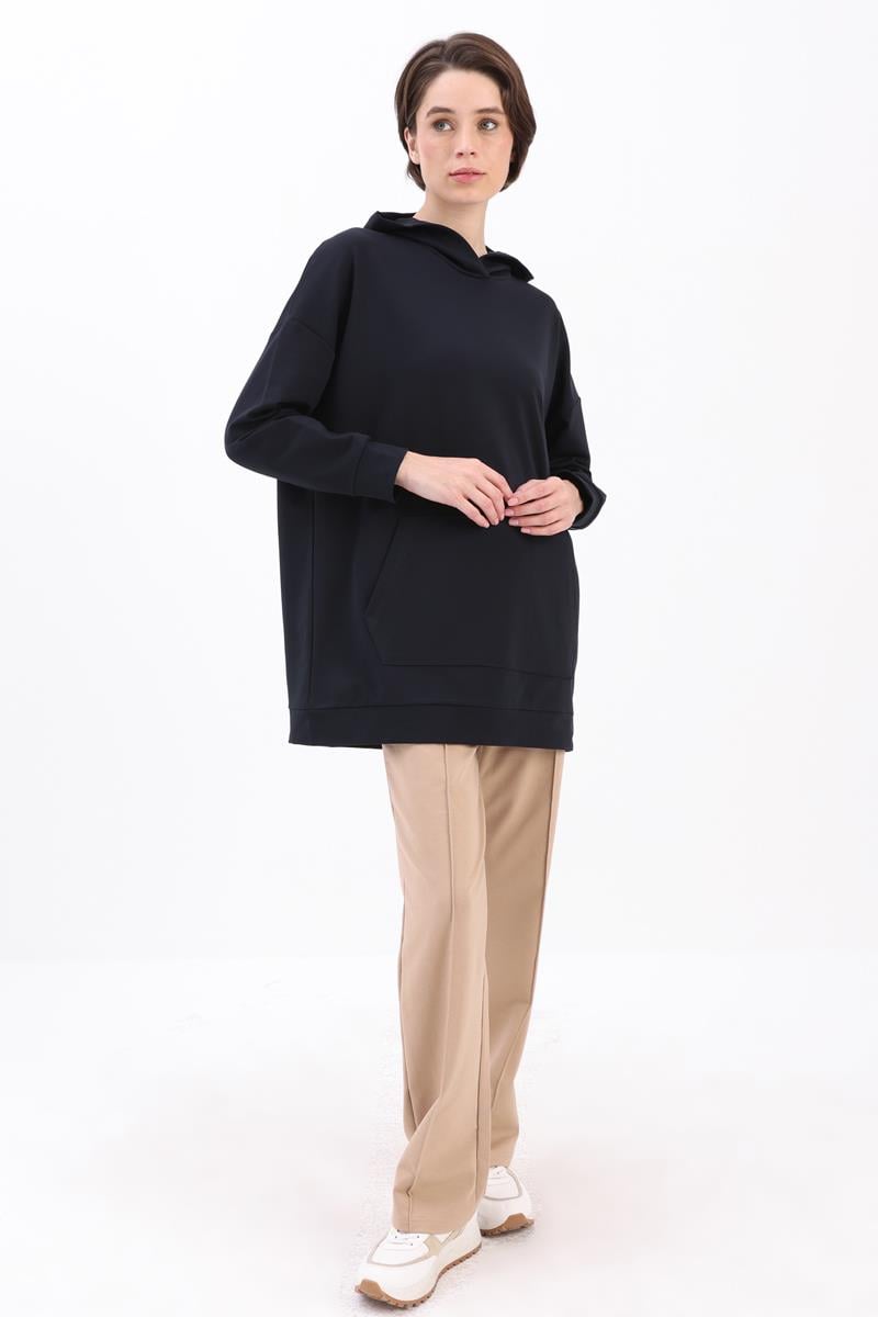 Kangaroo Pocket Hooded Sweatshirt Tunic