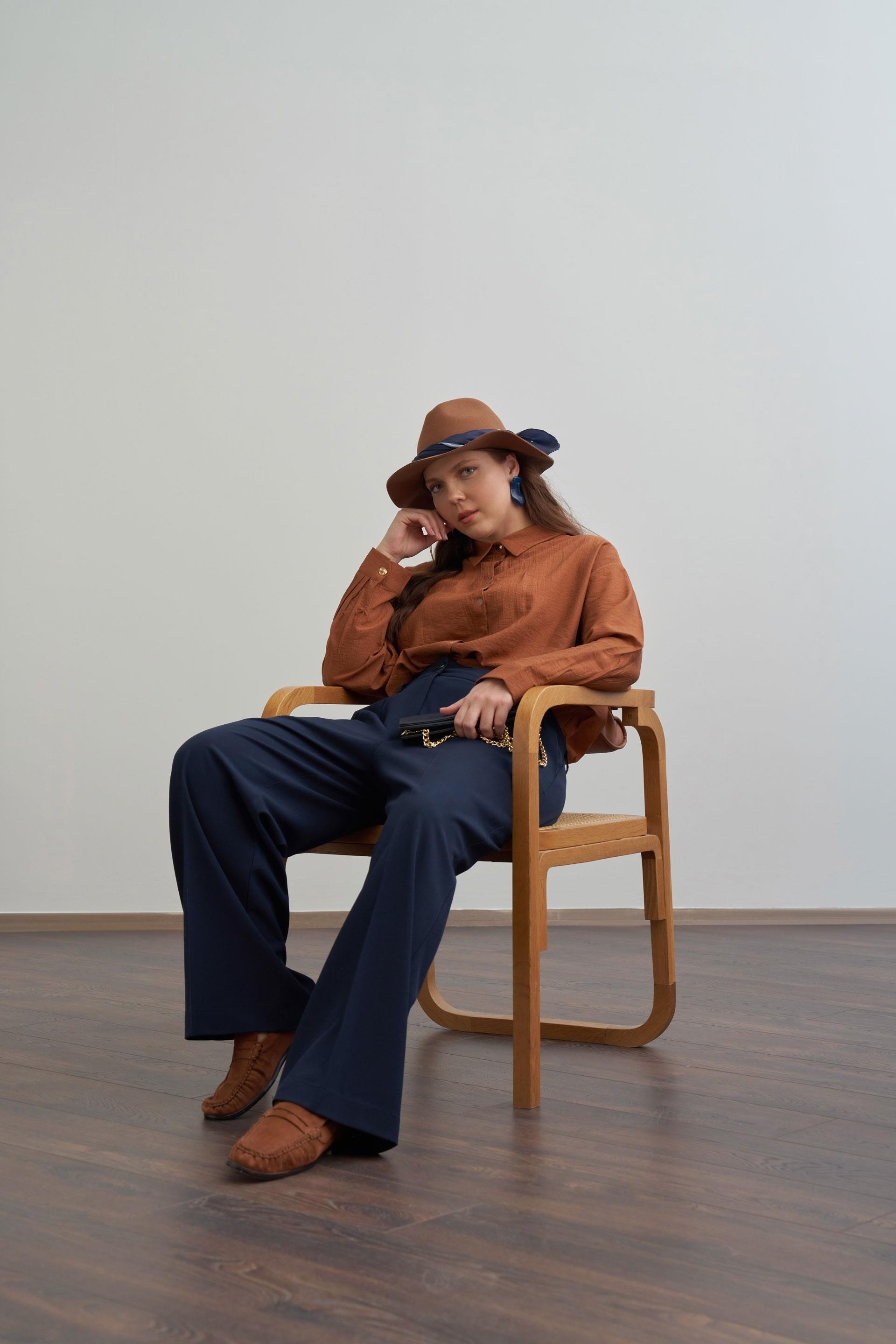 Lacivert-Önü Pileli Polyviscon Pantolon