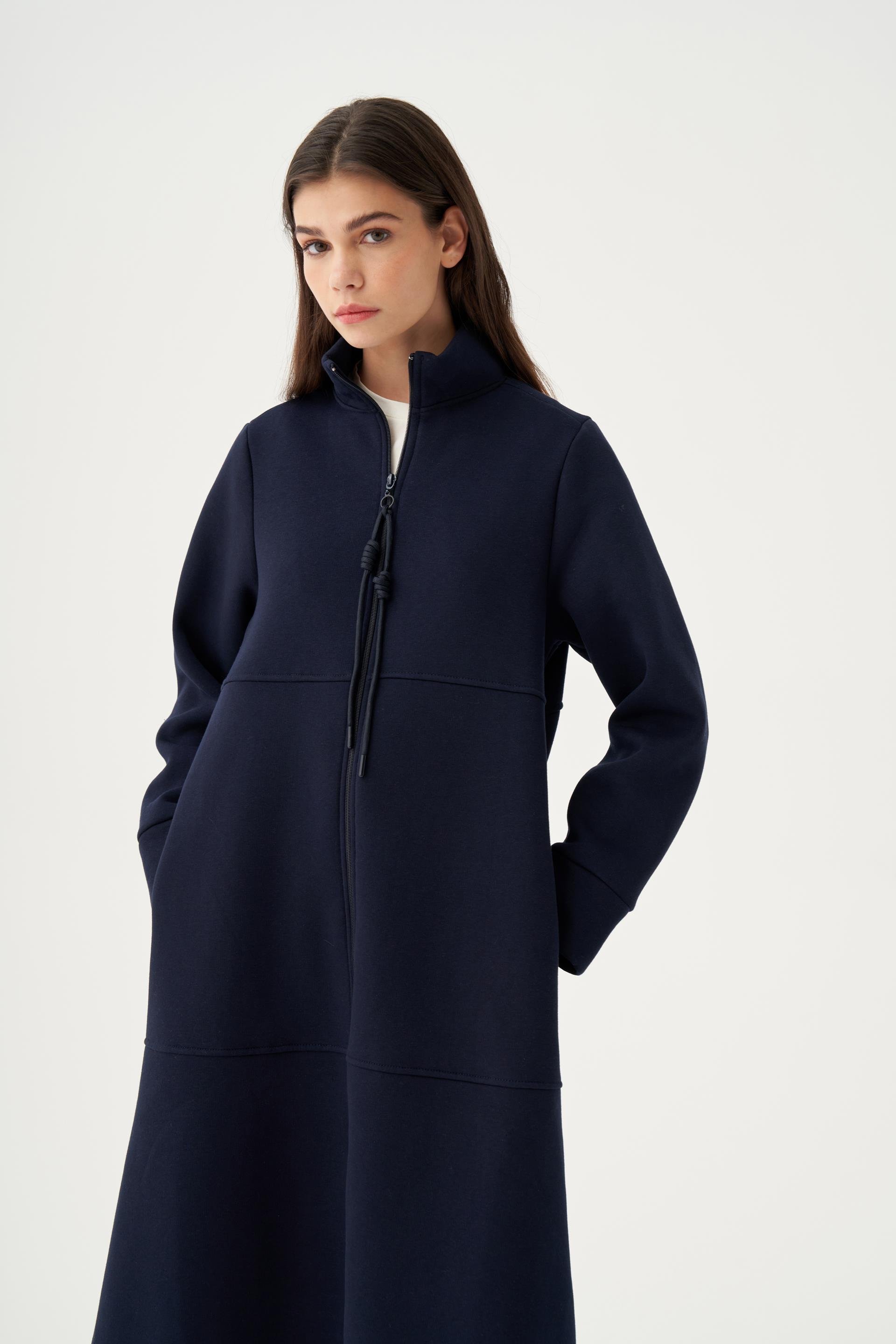 Lacivert-Pamuklu Düğüm Kordonlu Sweatshirt