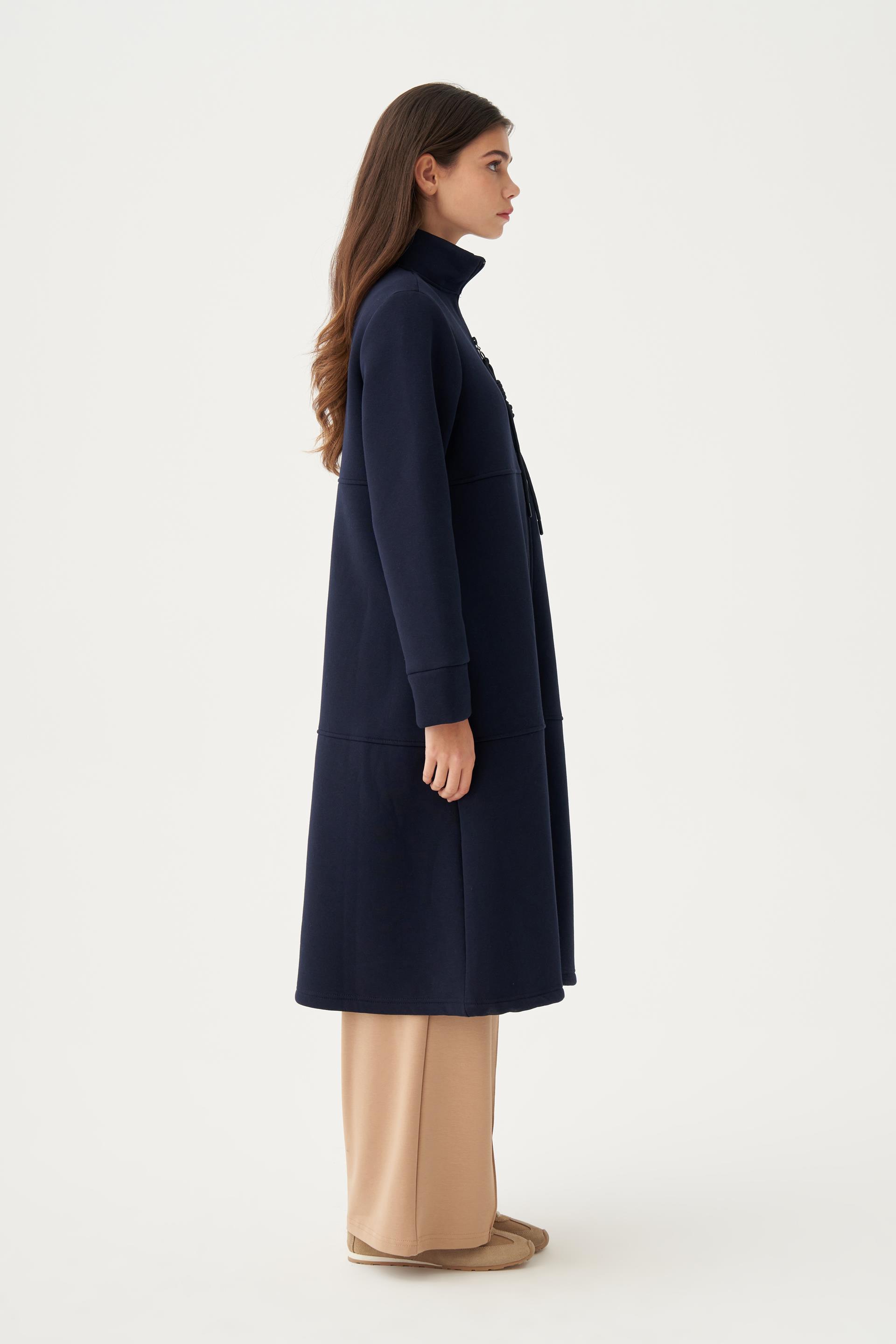 Lacivert-Pamuklu Düğüm Kordonlu Sweatshirt