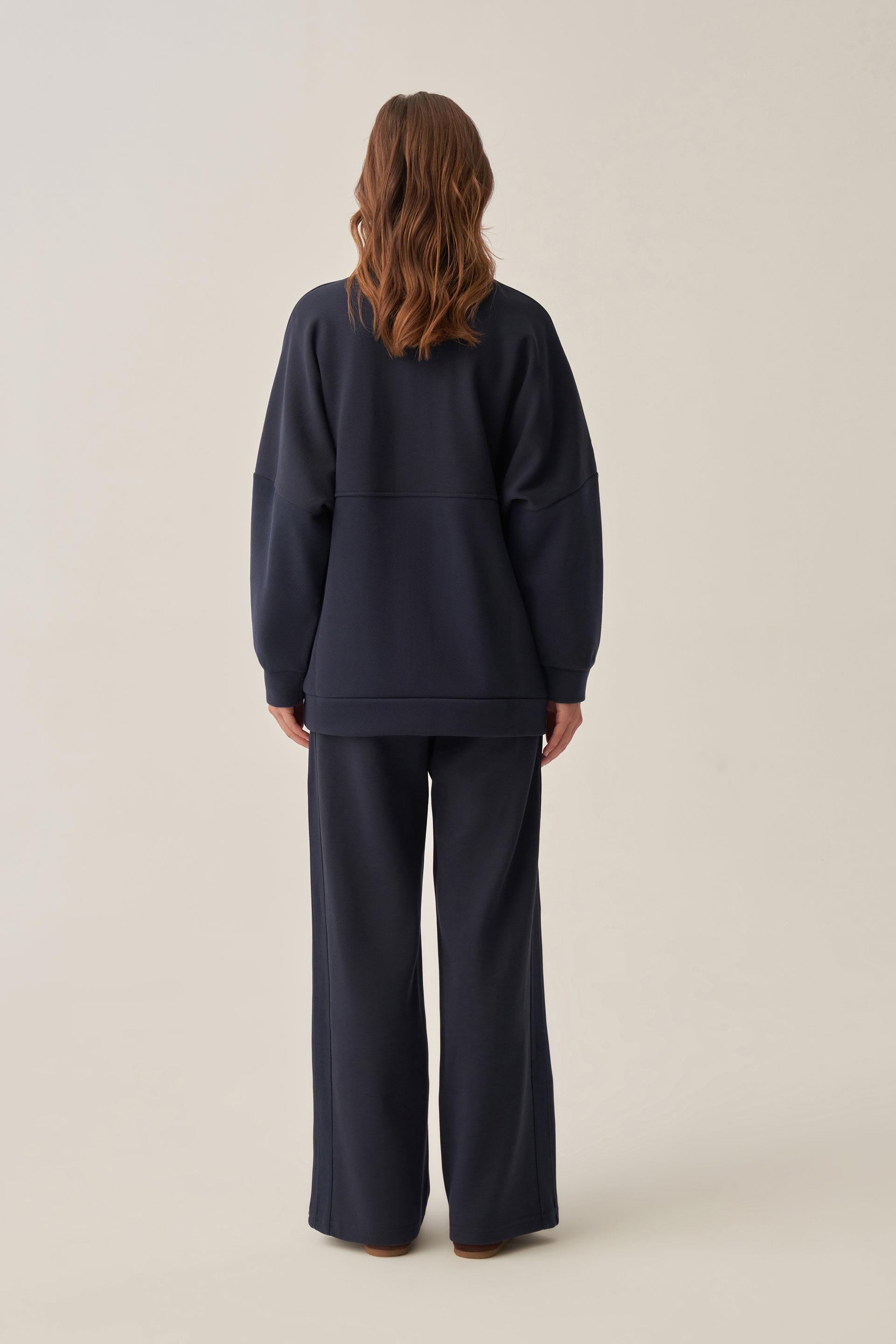 Lacivert-Pike Dokulu İnterlok Eşofman Takımı