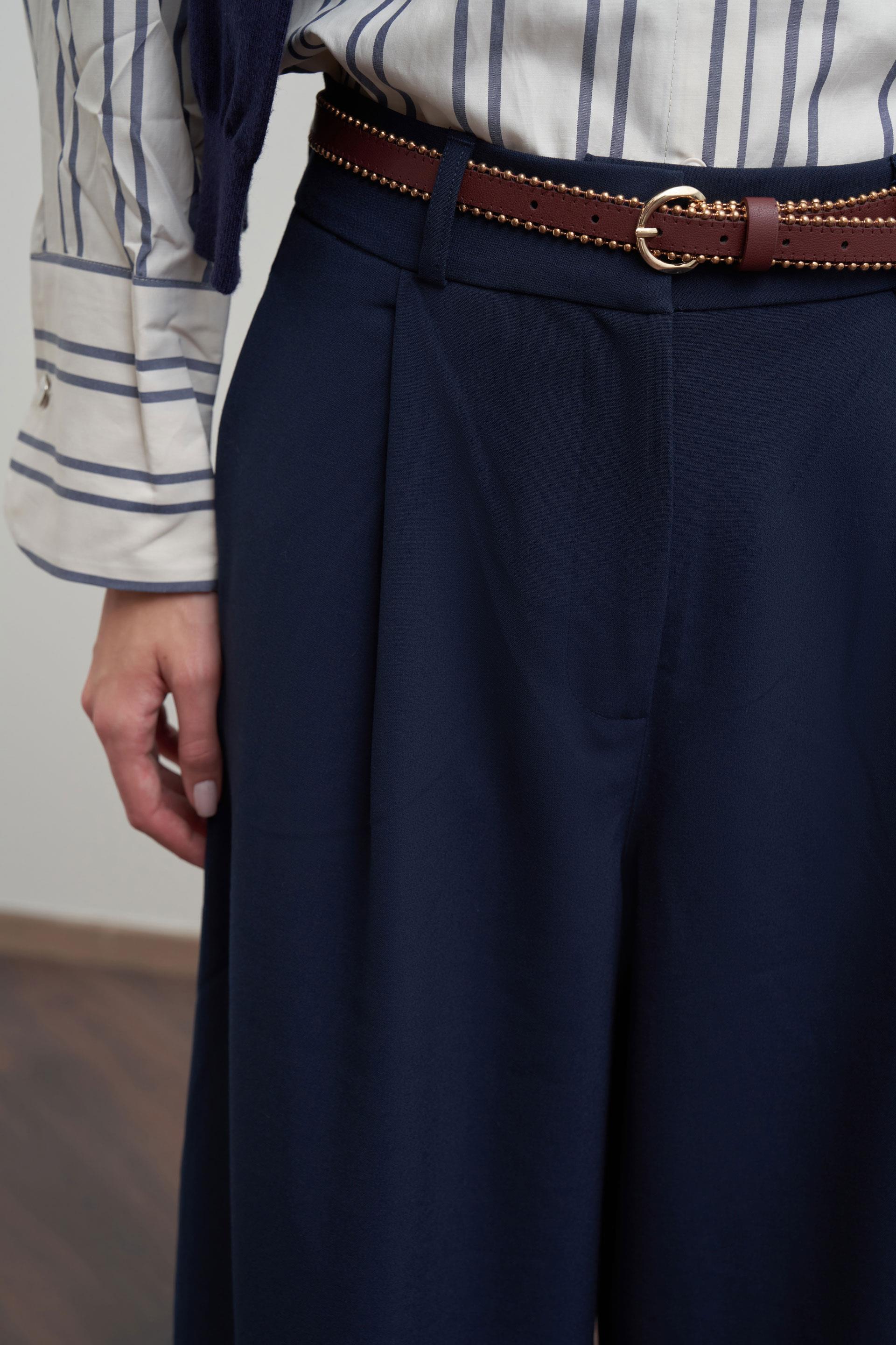 Lacivert-Pileli Polyviscon Pantolon