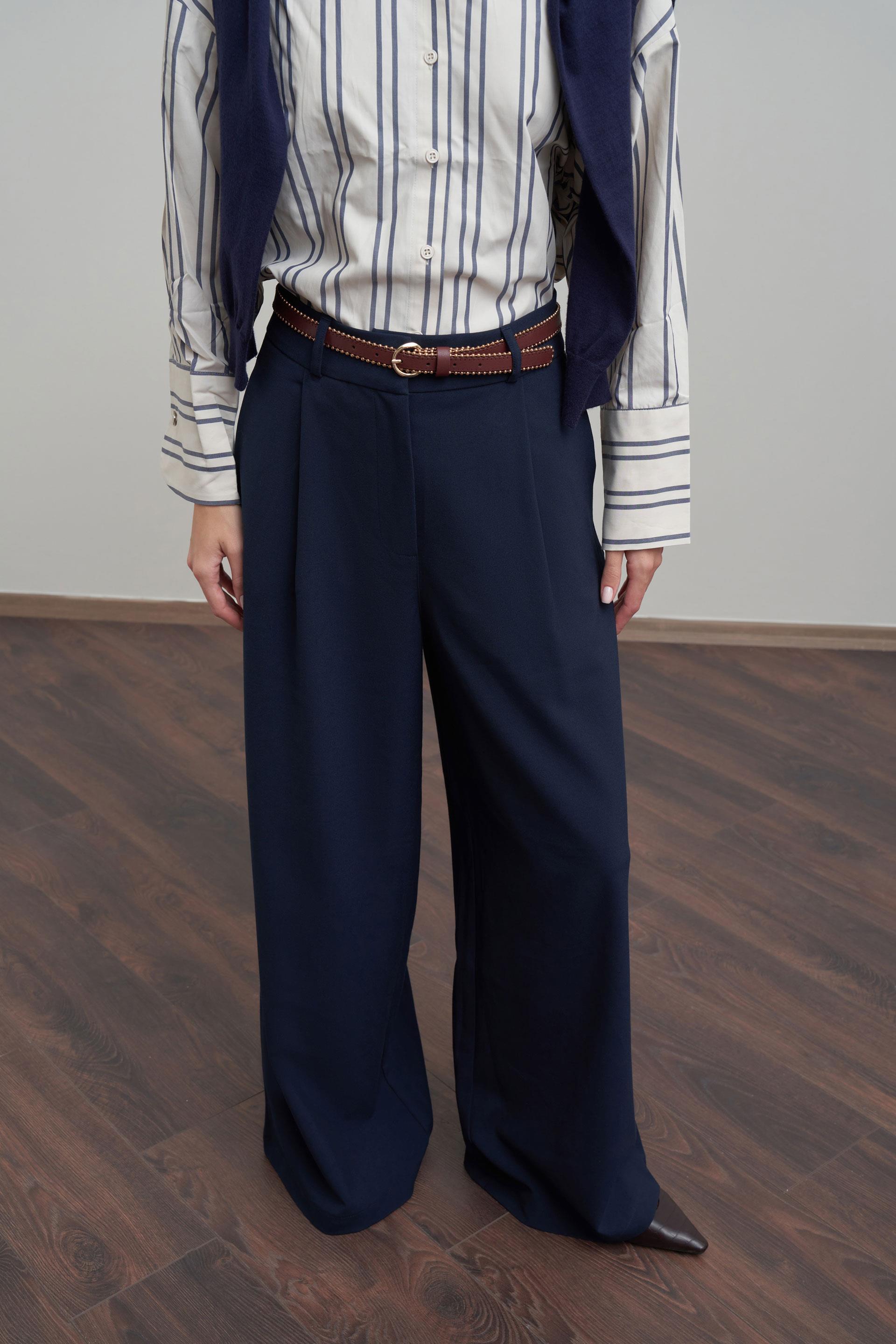 Lacivert-Pileli Polyviscon Pantolon