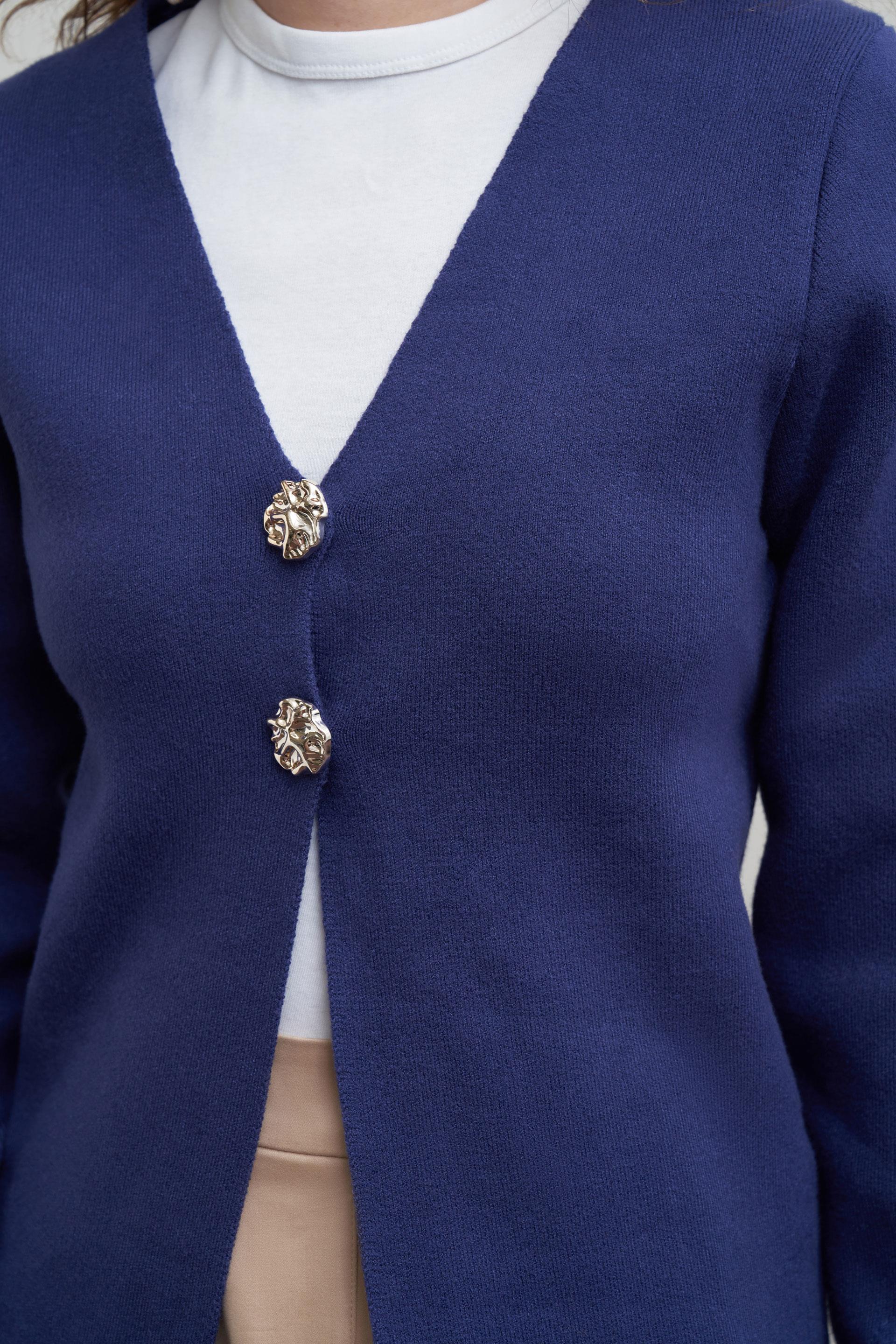 Lacivert-Şal Yaka Triko Hırka