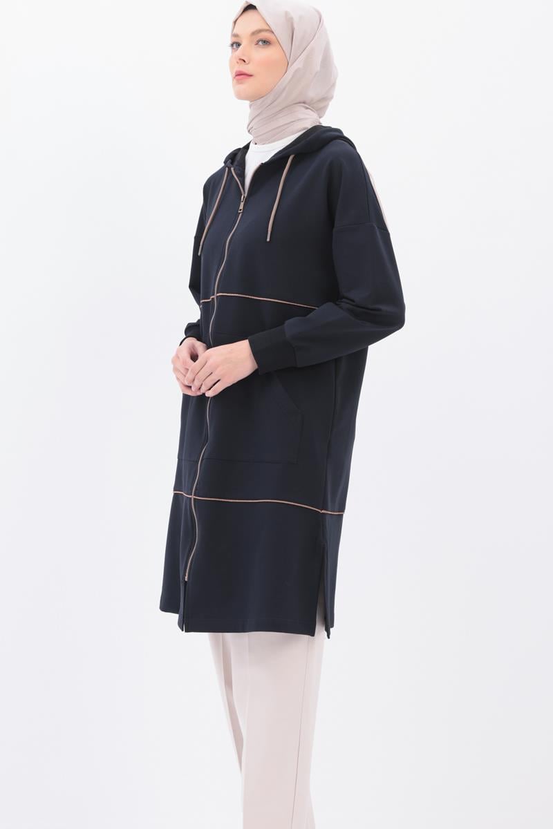 Saten Ara Biyeli Sweat Hırka