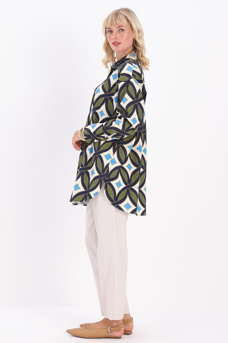 100% Cotton Patterned Shirt Tunic
