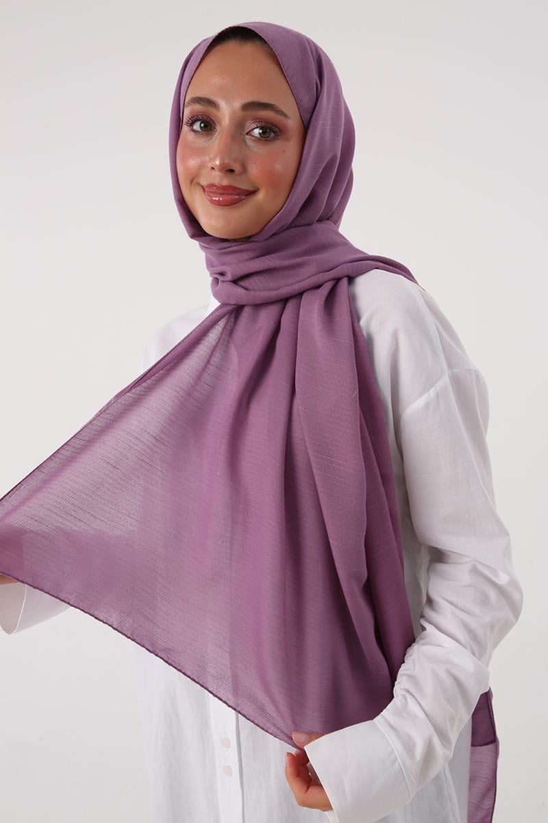 Şerit Detaylı Pamuklu Şal