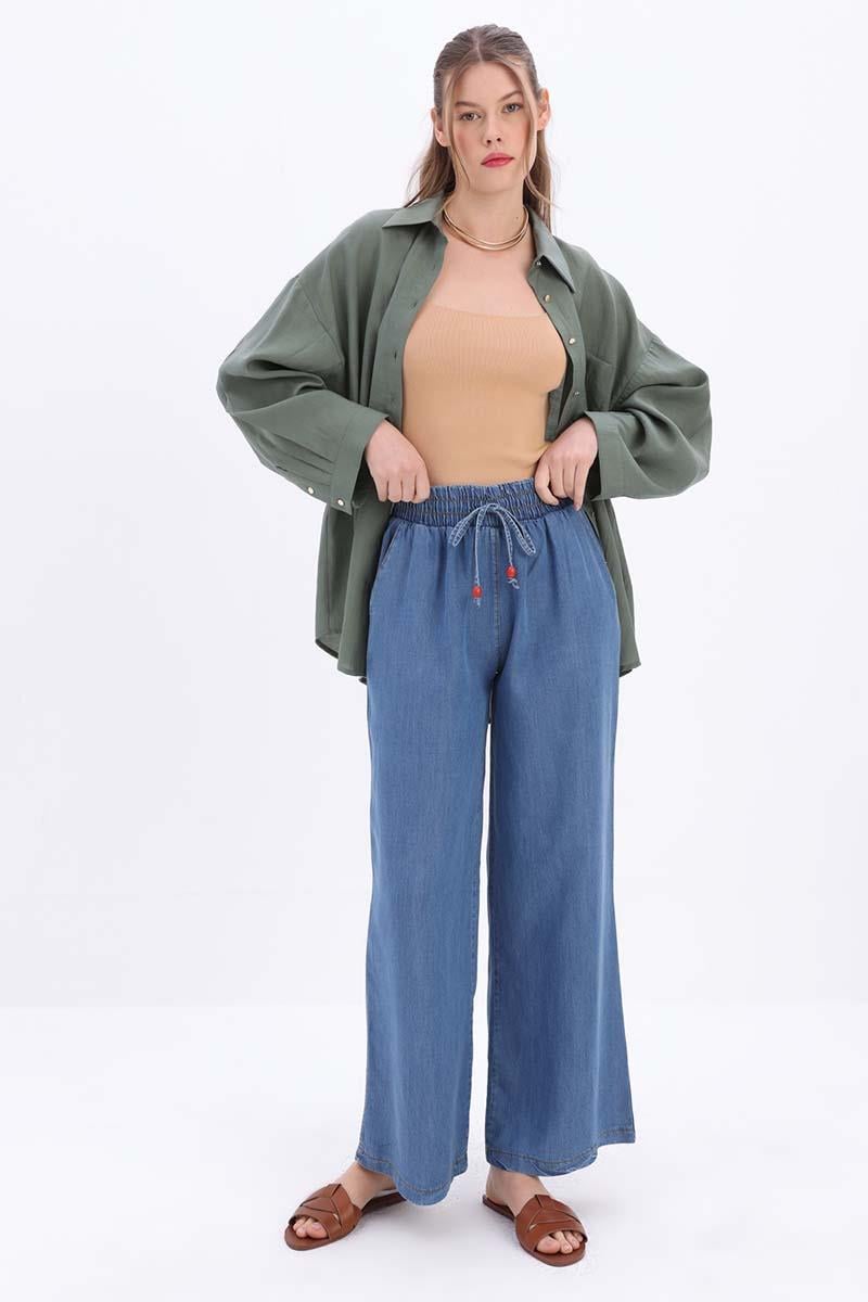 Elastic Waist Denim Pants