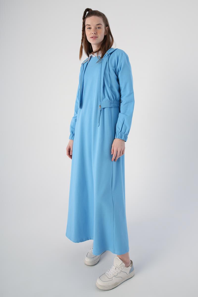 Zipper Short Cardigan Sleeveless Dress Suit