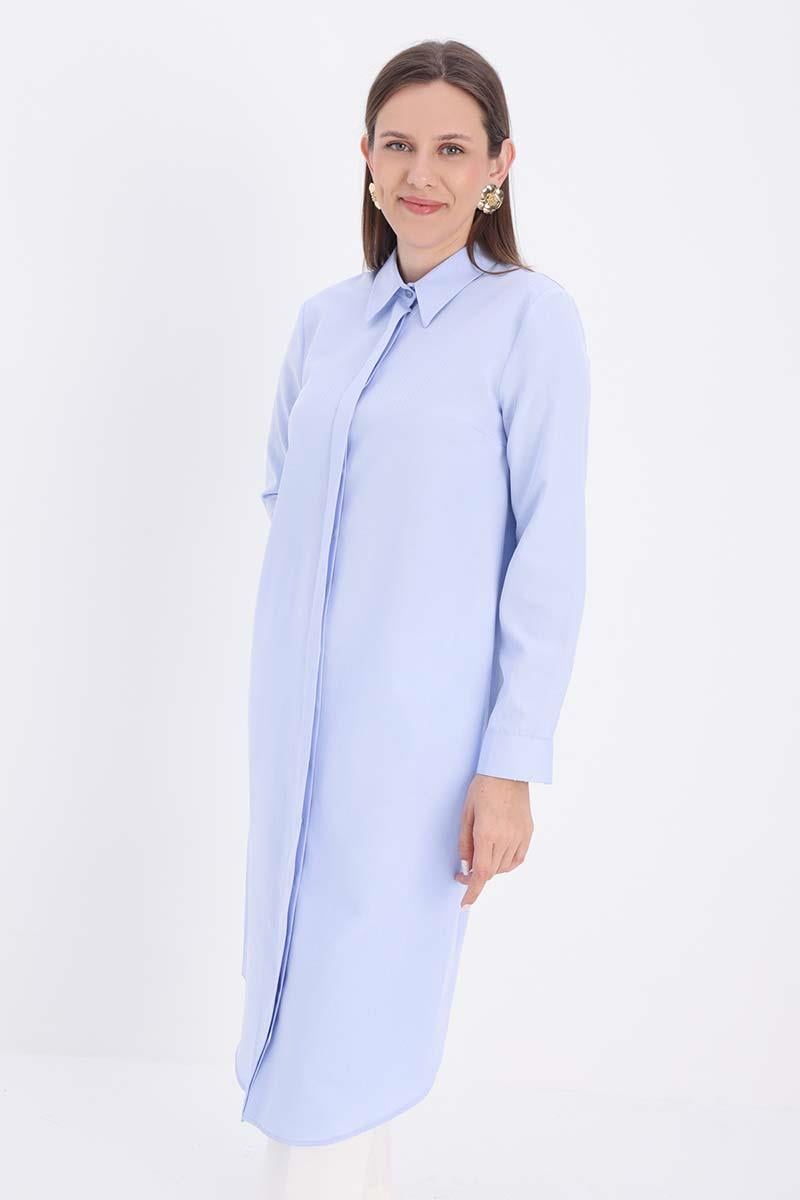 Hidden Button Long Shirt