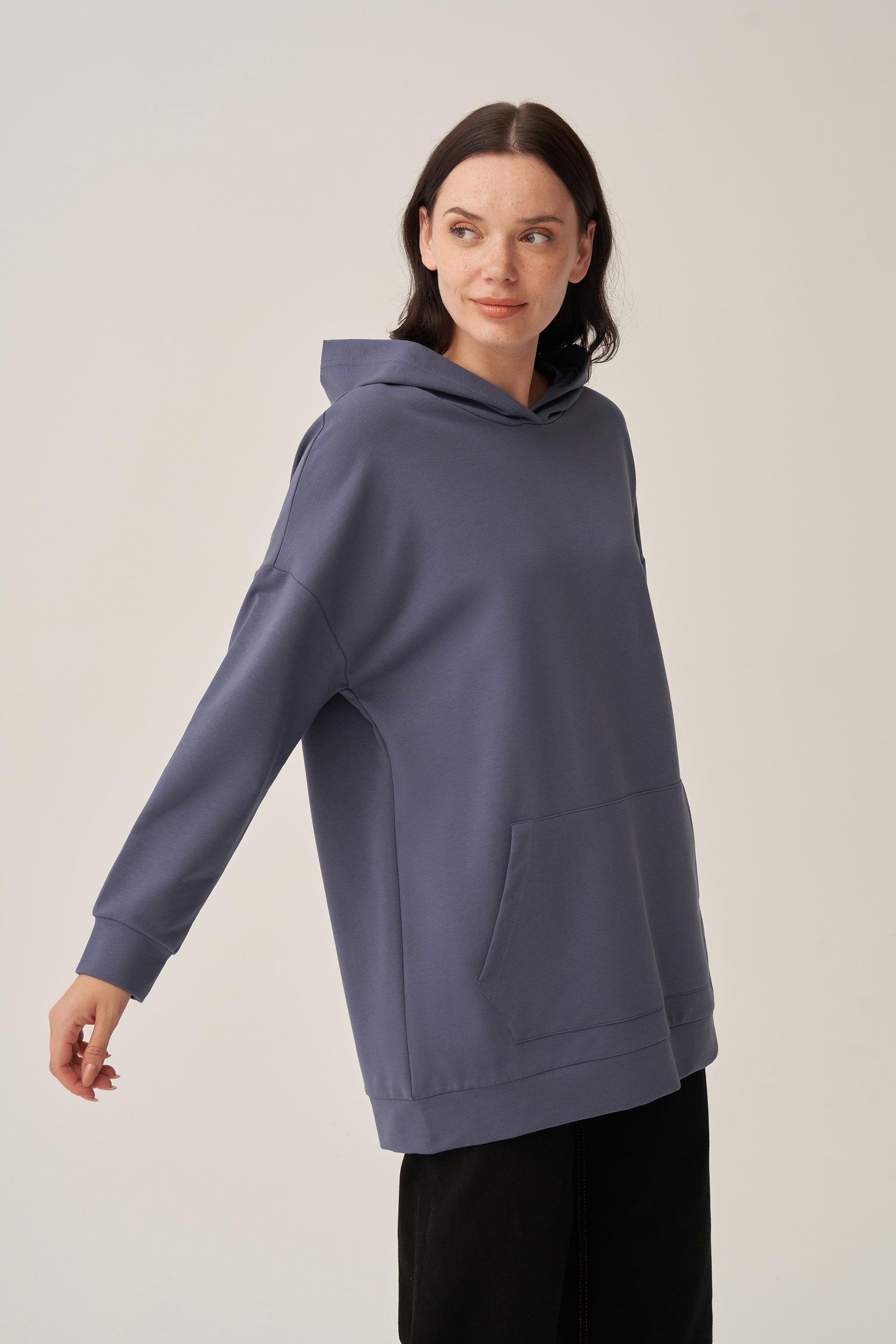 Kanguru Cepli Kapüşonlu Sweat Tunik 