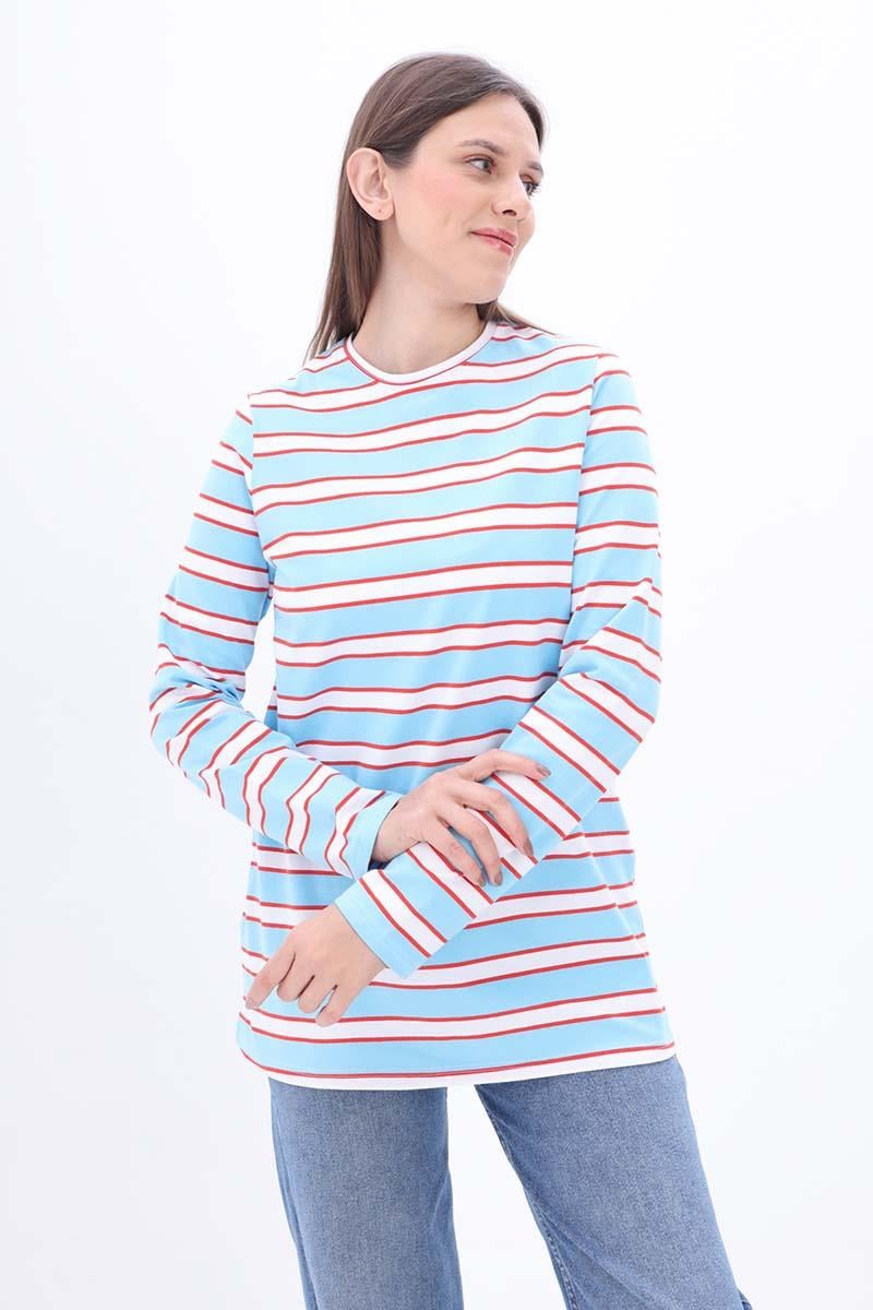 Pamuklu Çizgili Tshirt Tunik