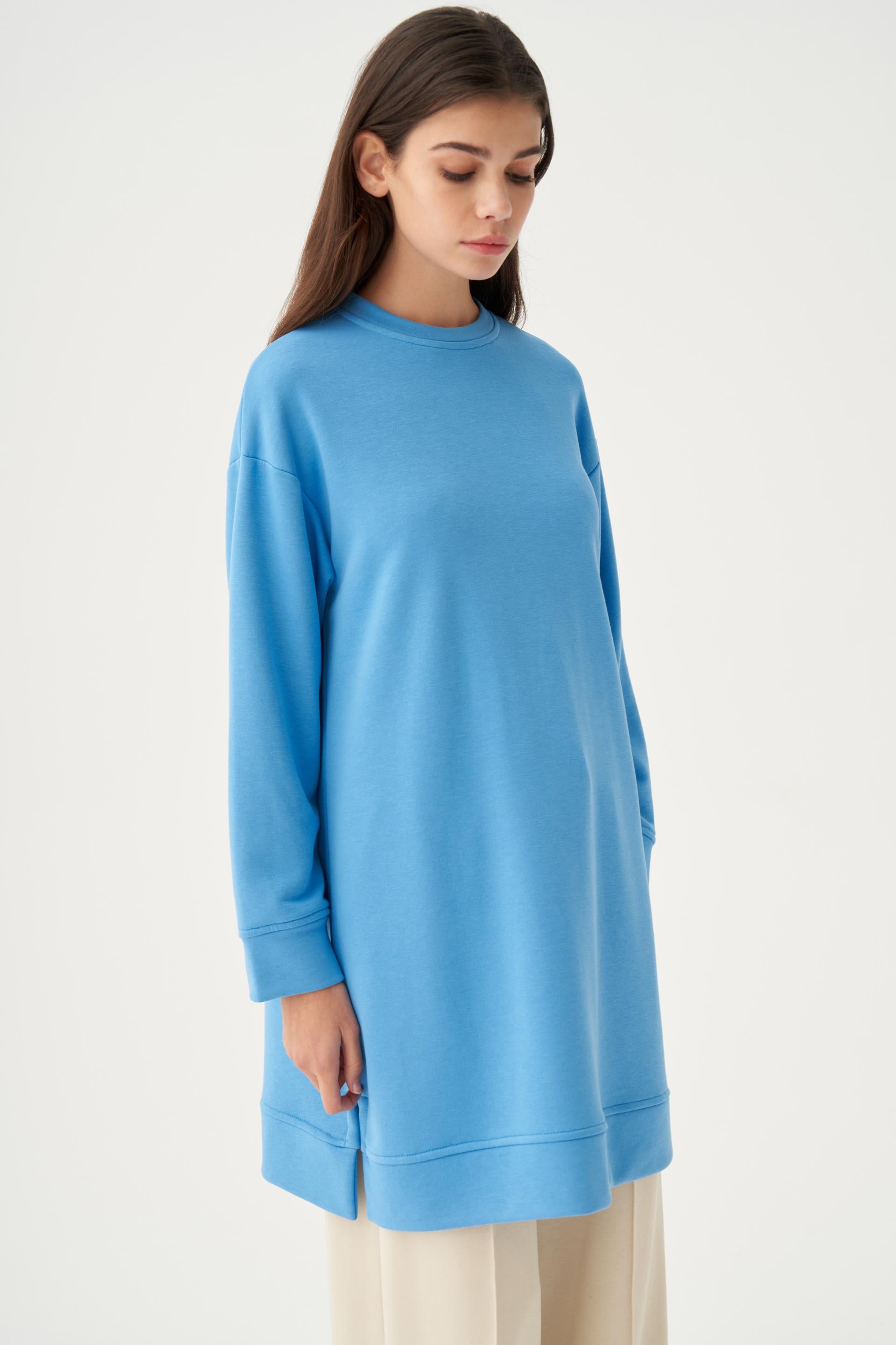 Mavi-Yumuşak Dokulu Sweatshirt