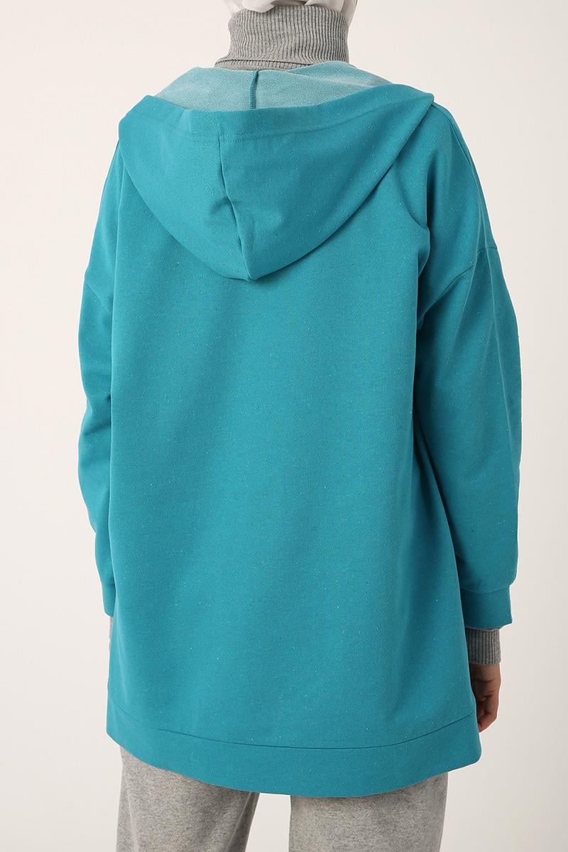 Zipper Front Hooded Sweatshirt