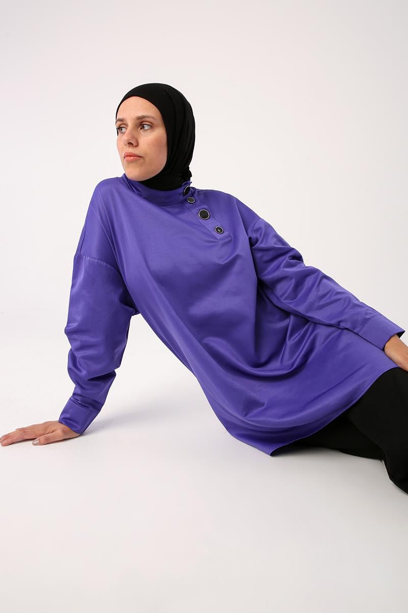Şık Düğme Detaylı Tunik