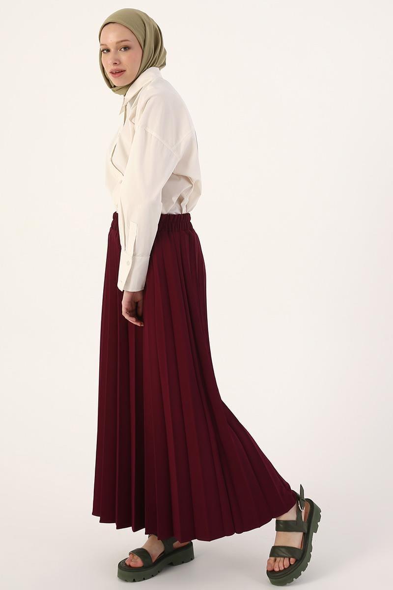 Elastic Waist Pleated Skirt