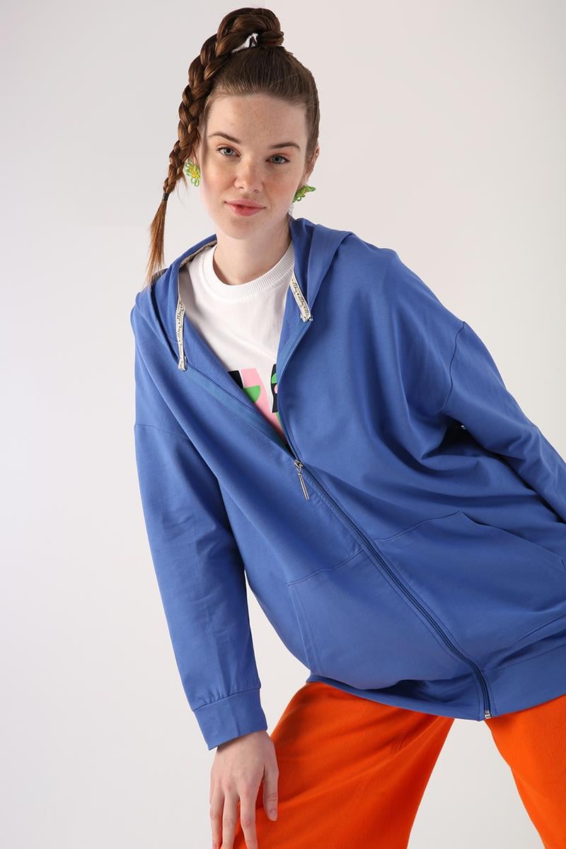 Cepli Kapüşonlu Sweat Hırka