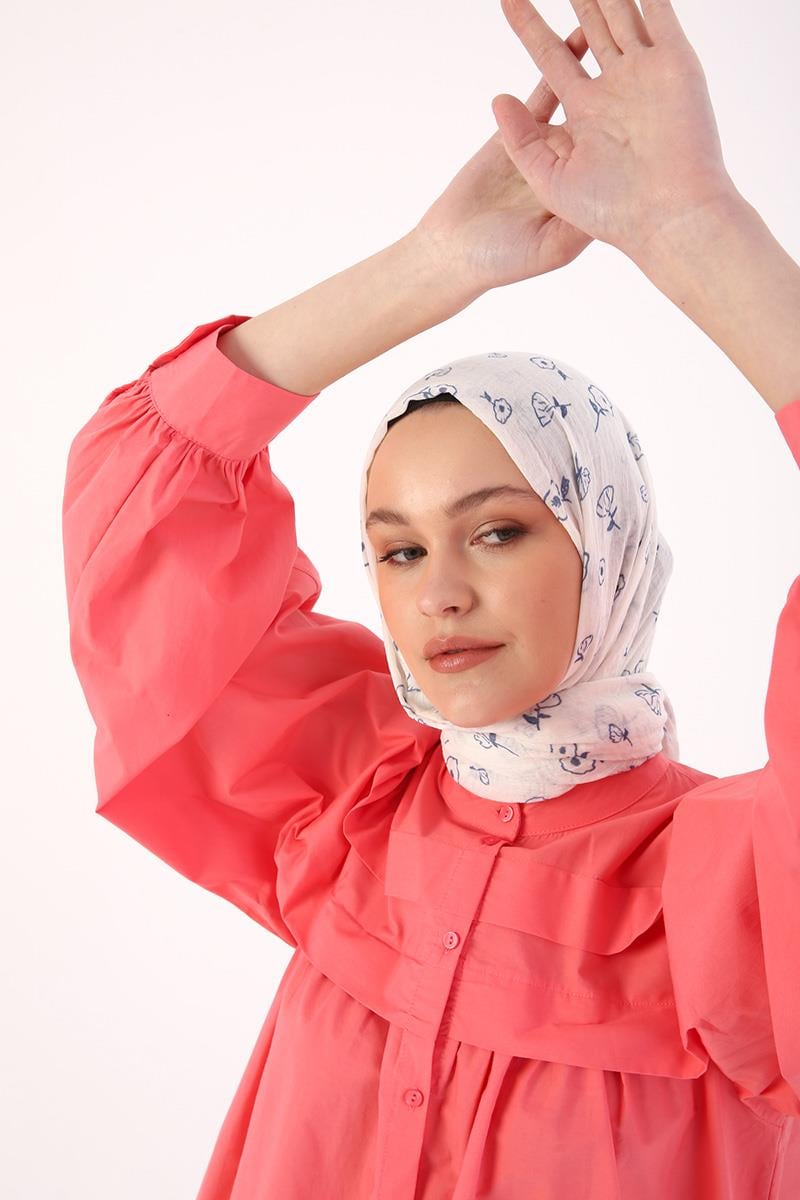 %100 Pamuk Hakim Yaka Pileli Pamuklu Tunik