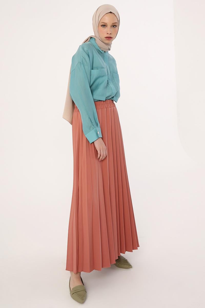 Elastic Waist Pleated Skirt