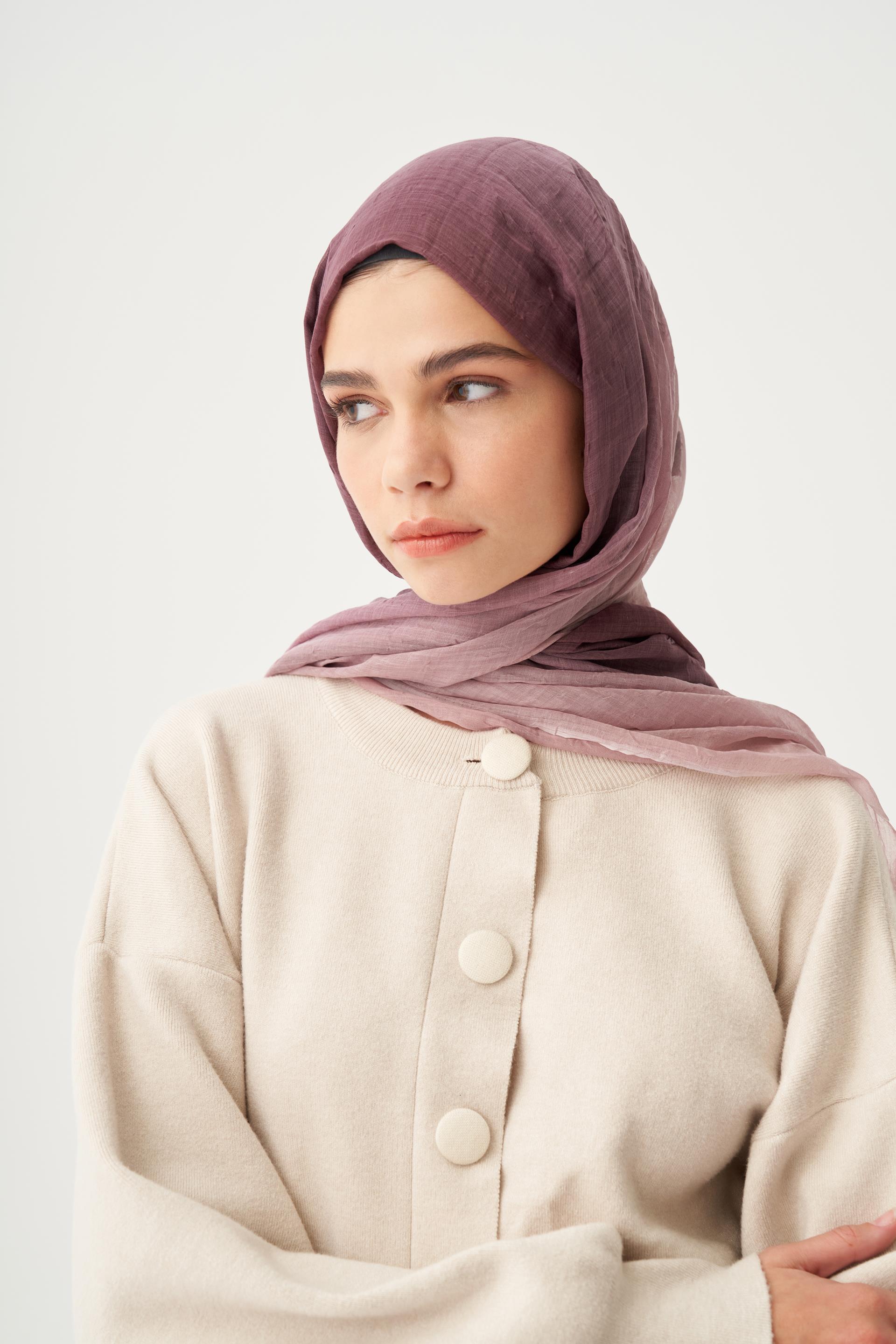 Pudra-Gül-Degrade Geçişli Şal