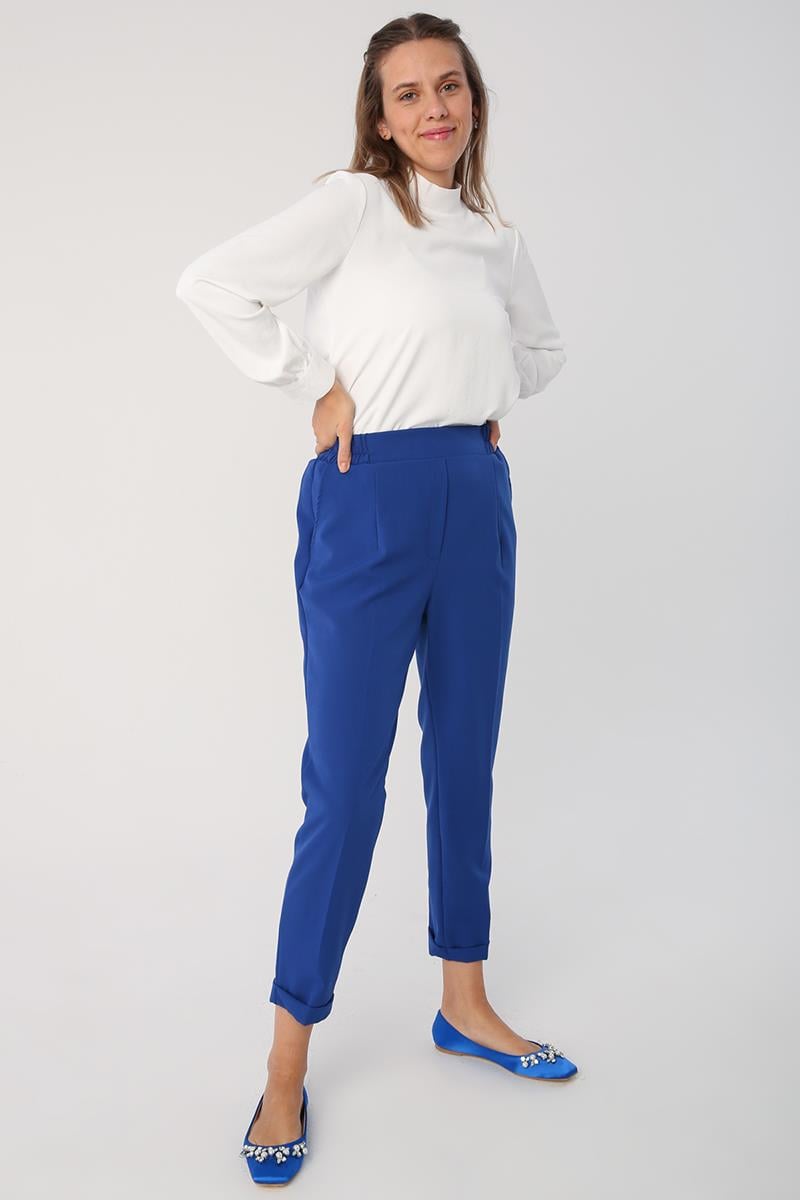 Elastic Waist Straight Pants
