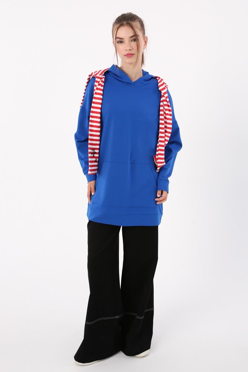 Kangaroo Pocket Hooded Sweatshirt Tunic