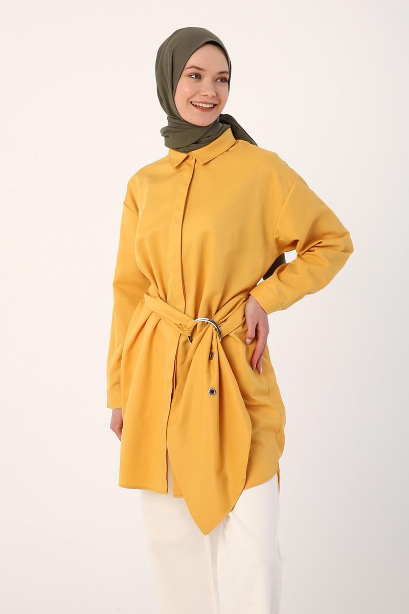 Kuşaklı Rahat Kalıp Gömlek Tunik
