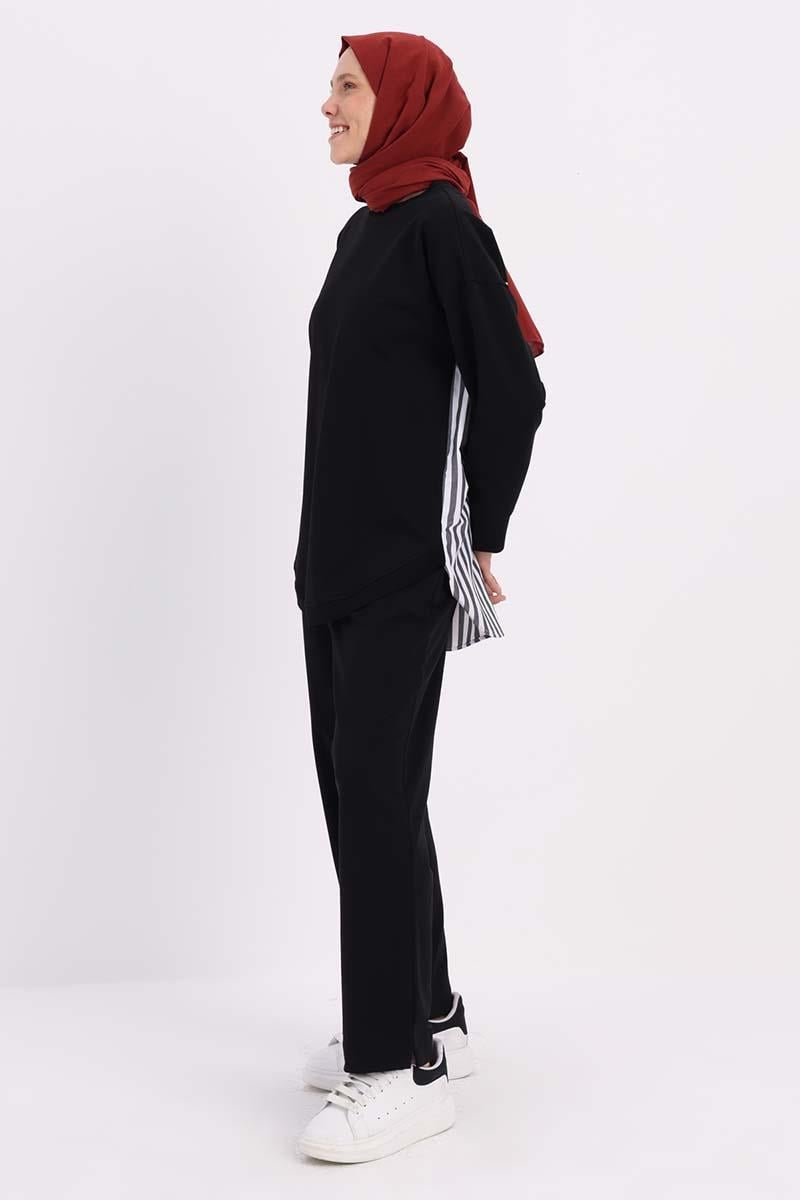 Arkası Dokuma Garnili Pantolonlu Takım