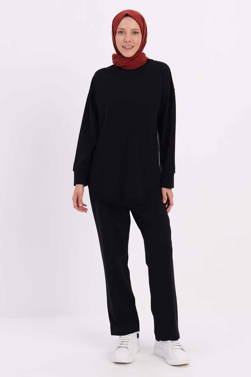 Arkası Dokuma Garnili Pantolonlu Takım