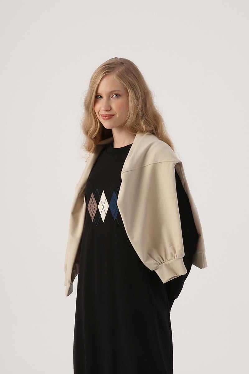  Embroidered Pattern Sweat Tunic