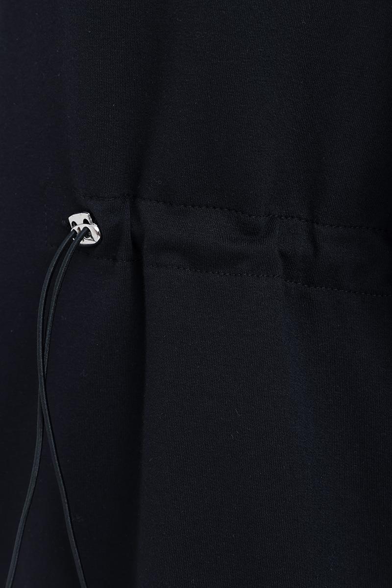 Siyah-Belden Büzgülü Fermuarlı Likralı Eşofman Takımı