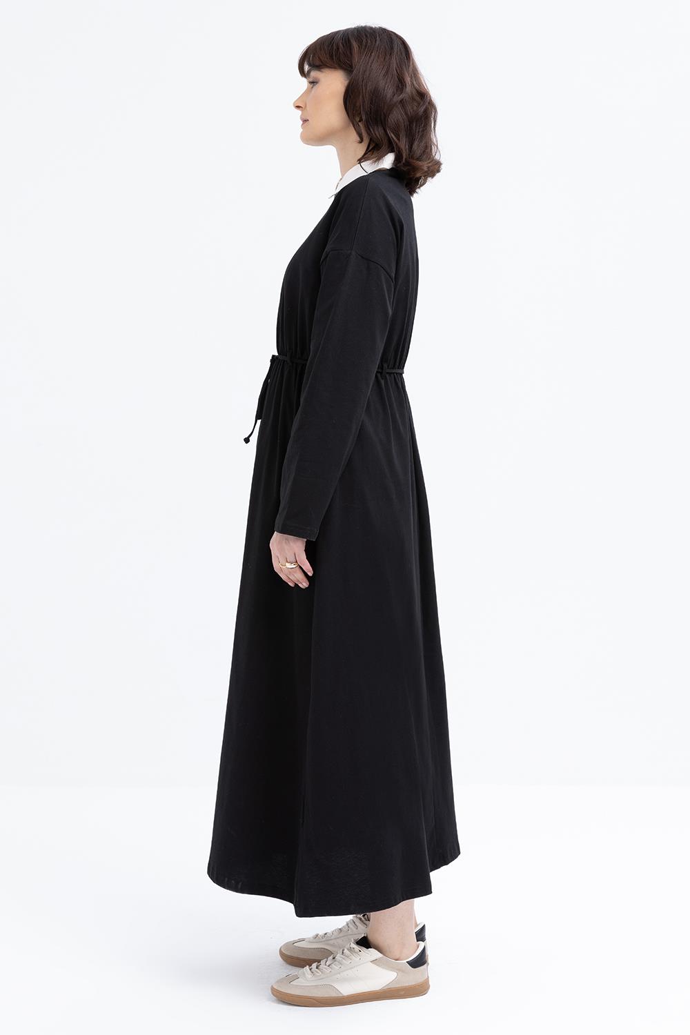 Siyah-Beli Bağlamalı Elbise