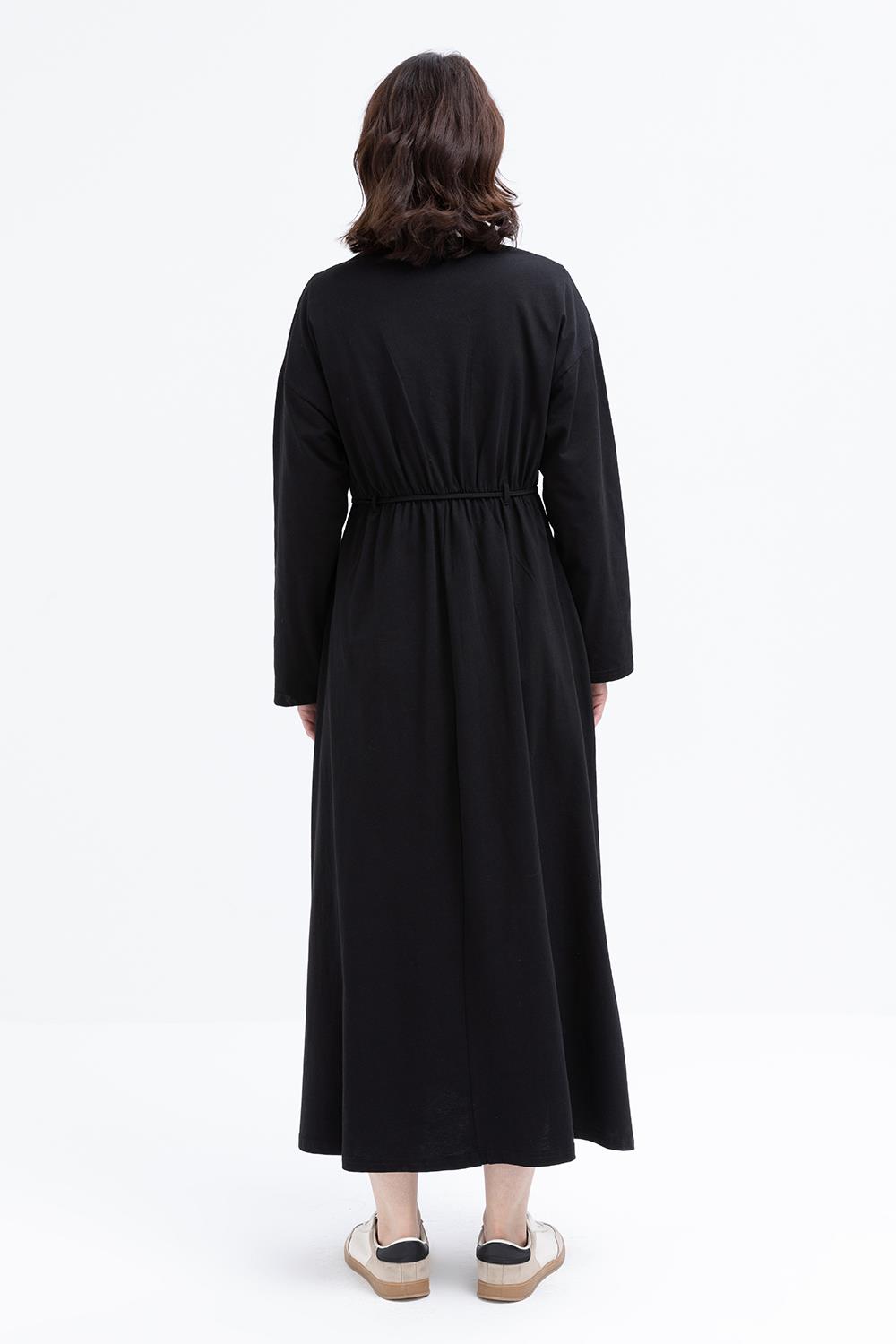 Siyah-Beli Bağlamalı Elbise