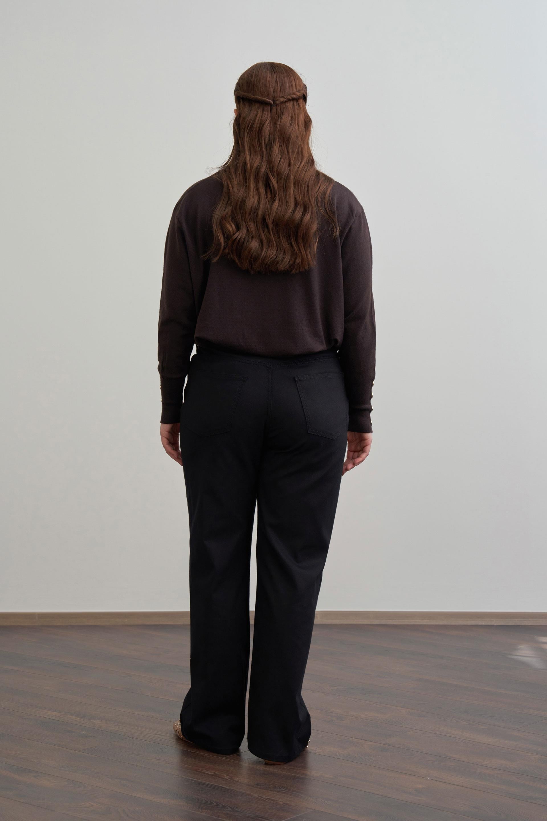 Siyah-Boru Paça Büyük Beden Gabardin Pantolon