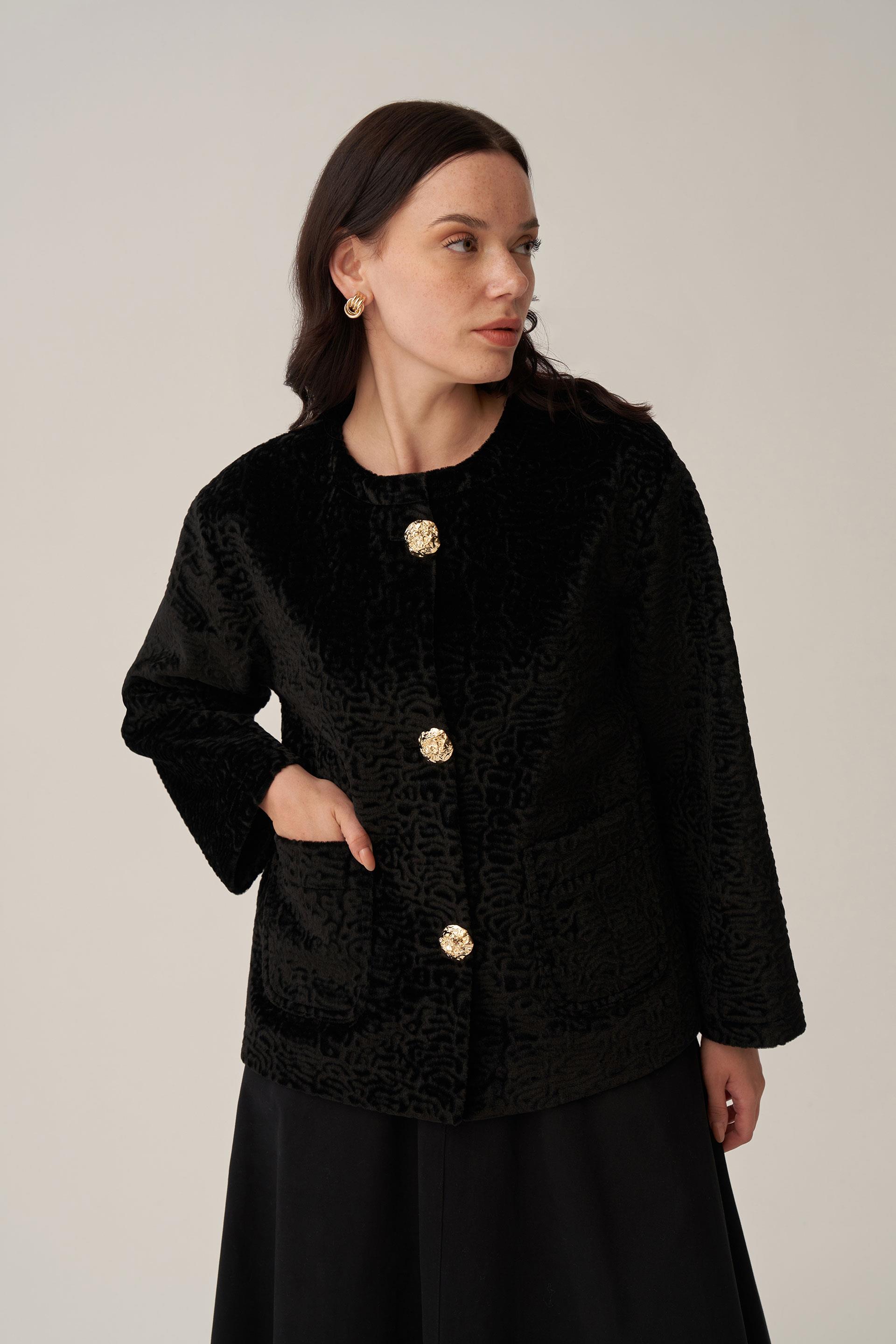 Siyah-Büyük Gold Düğmeli Kaşe Ceket
