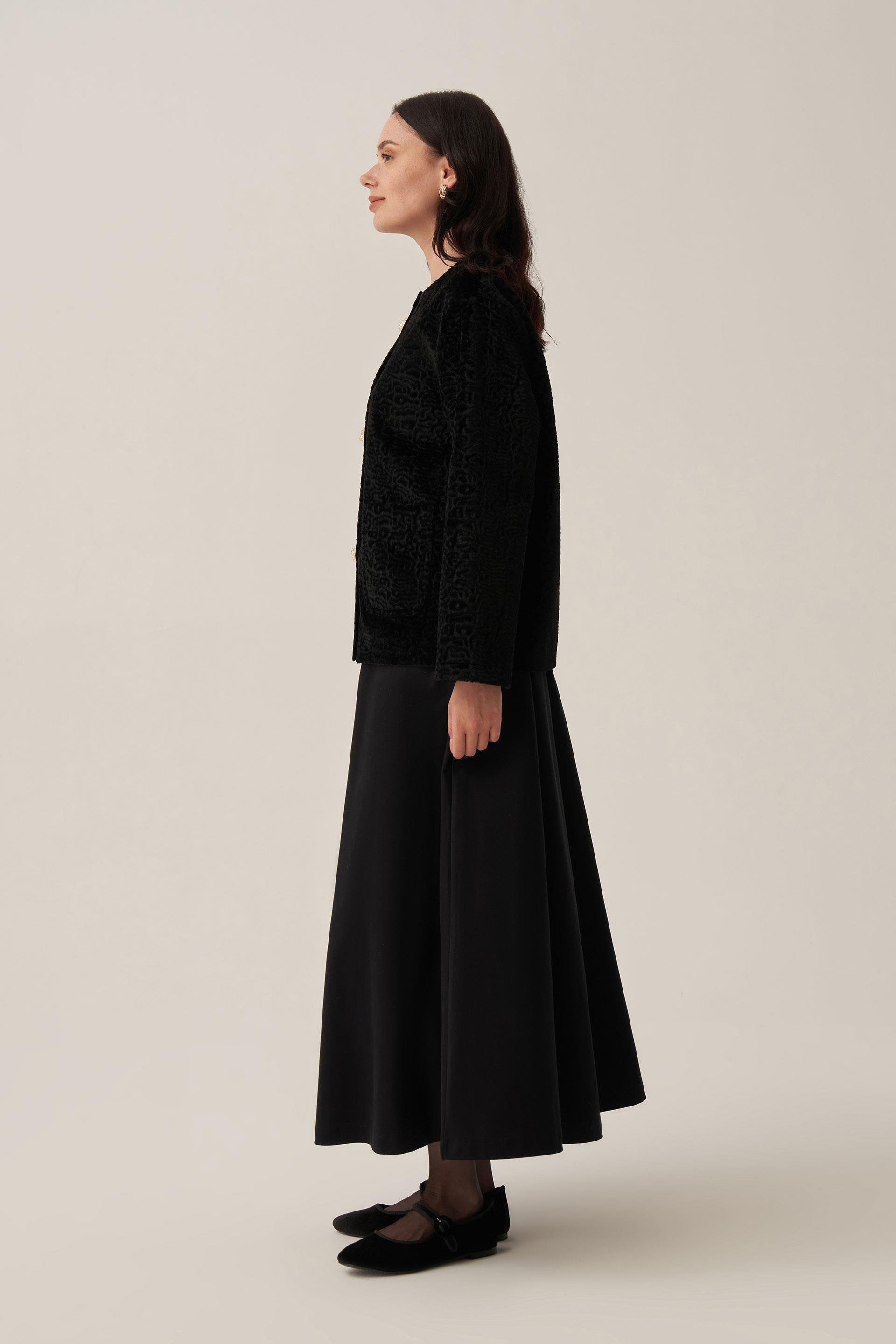 Siyah-Büyük Gold Düğmeli Kaşe Ceket